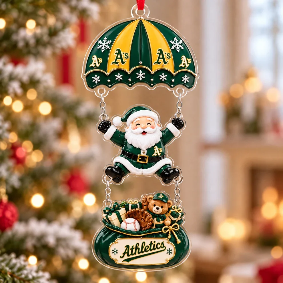 Athletics MLB Santa Parachute Acrylic Christmas Ornament