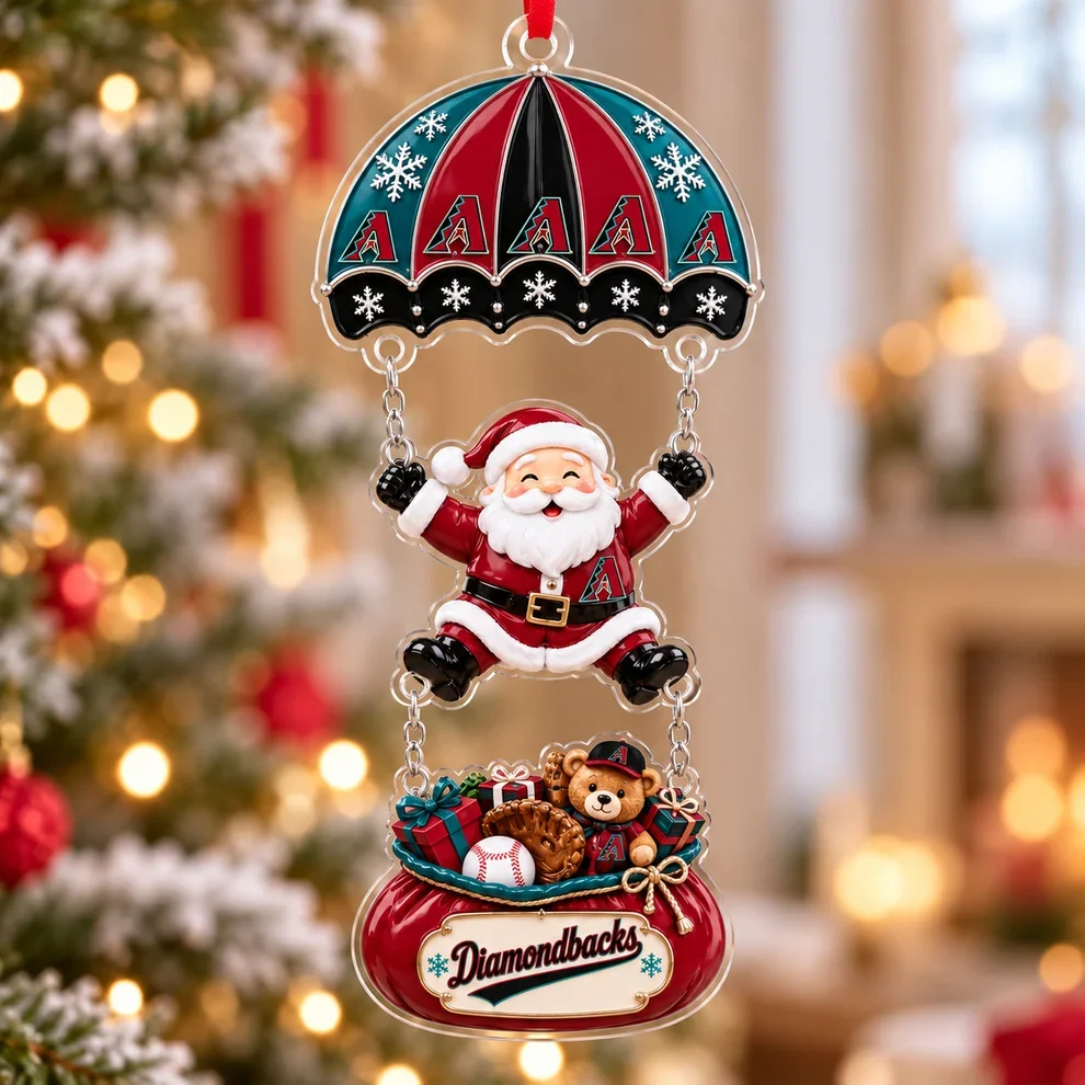Arizona Diamondbacks MLB Santa Parachute Acrylic Christmas Ornament