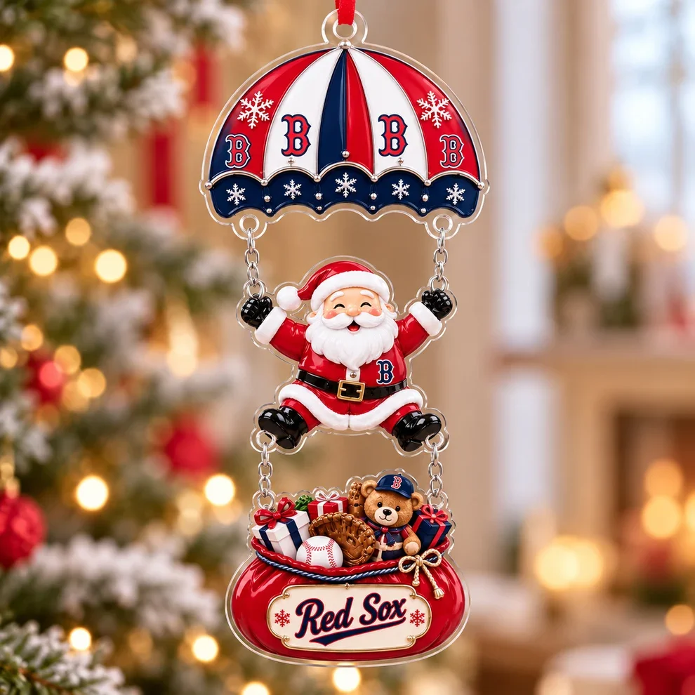 Boston Red Sox MLB Santa Parachute Acrylic Christmas Ornament