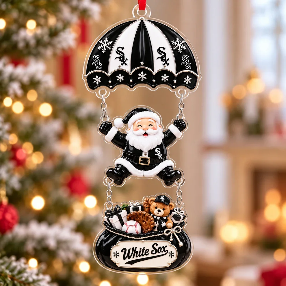 Chicago White Sox MLB Santa Parachute Acrylic Christmas Ornament