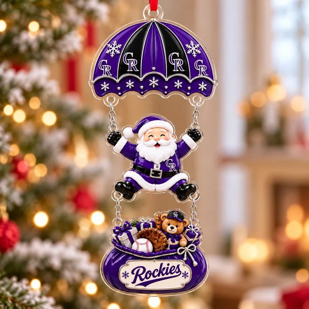 Colorado Rockies MLB Santa Parachute Acrylic Christmas Ornament
