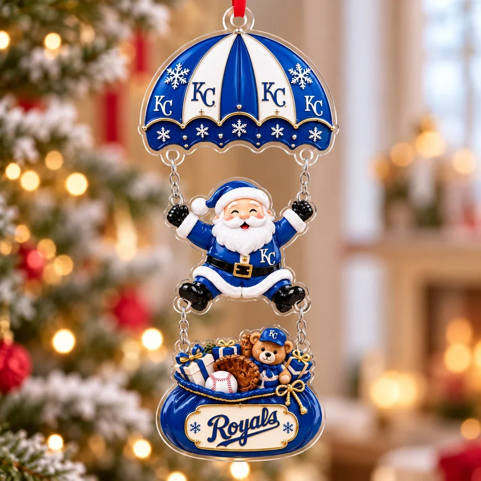 Kansas City Royals MLB Santa Parachute Acrylic Christmas Ornament