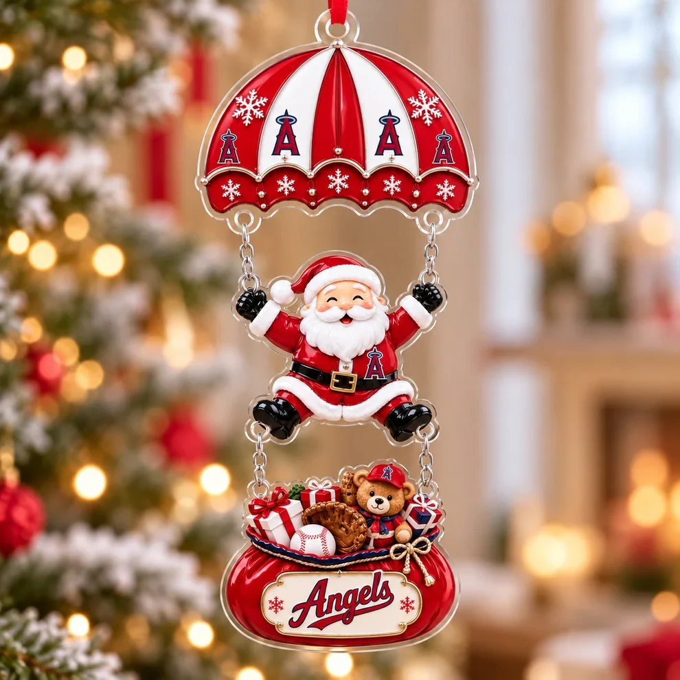Los Angeles Angels MLB Santa Parachute Acrylic Christmas Ornament