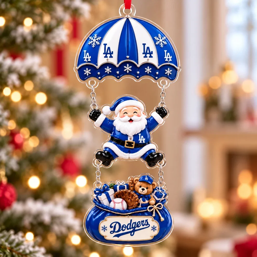 Los Angeles Dodgers MLB Santa Parachute Acrylic Christmas Ornament