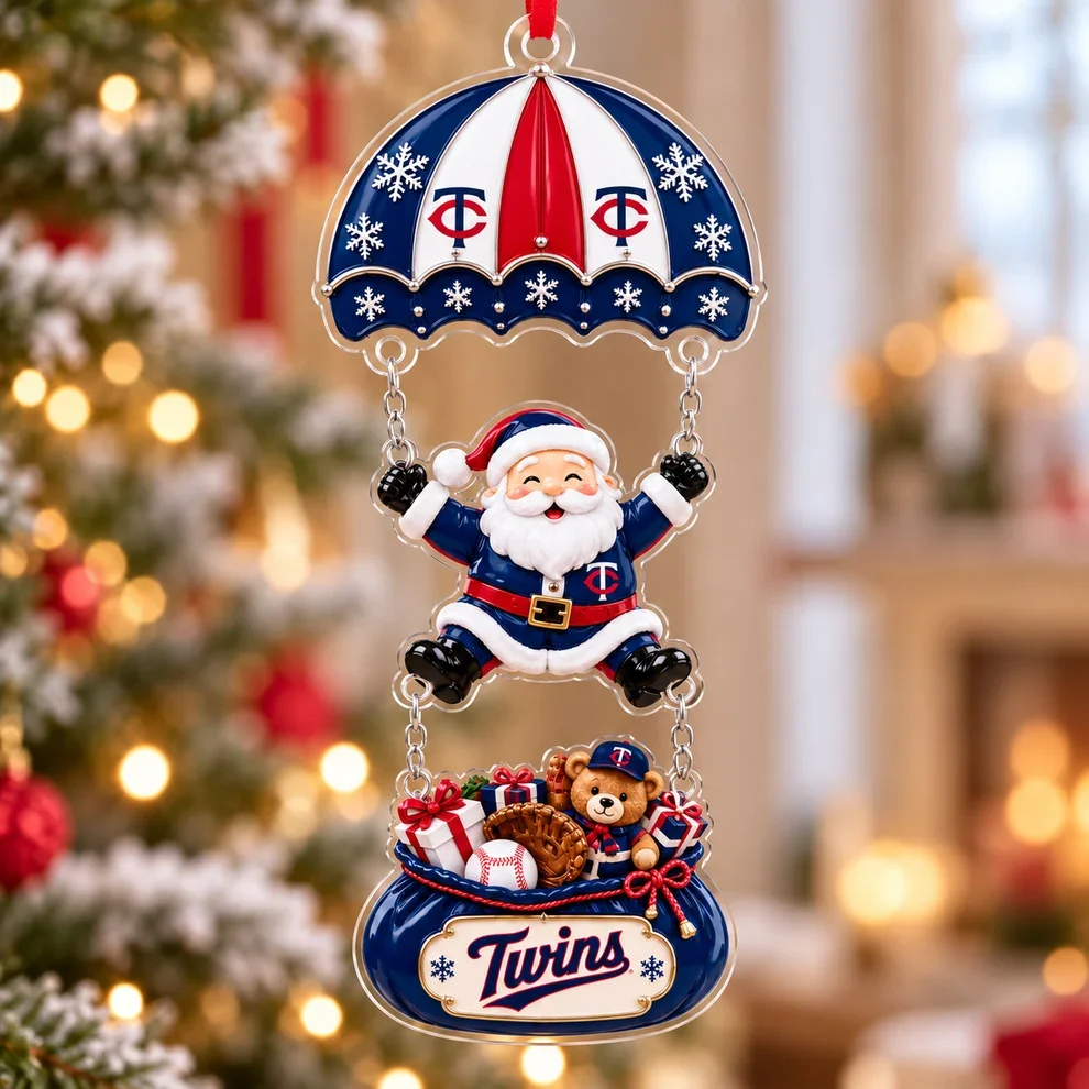 Minnesota Twins MLB Santa Parachute Acrylic Christmas Ornament