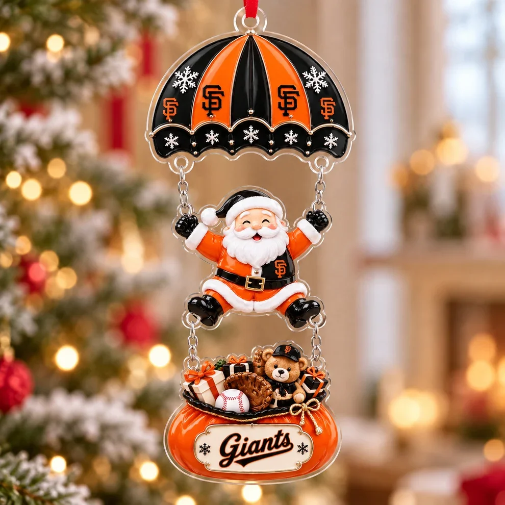 San Francisco Giants MLB Santa Parachute Acrylic Christmas Ornament