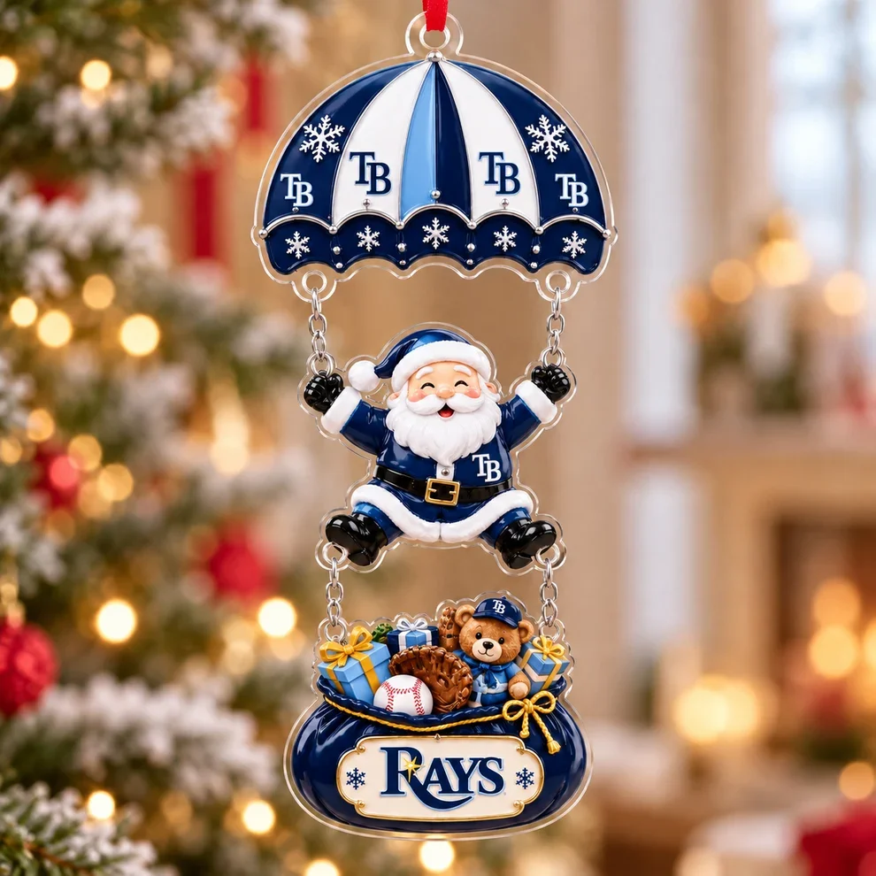 Tampa Bay Rays MLB Santa Parachute Acrylic Christmas Ornament