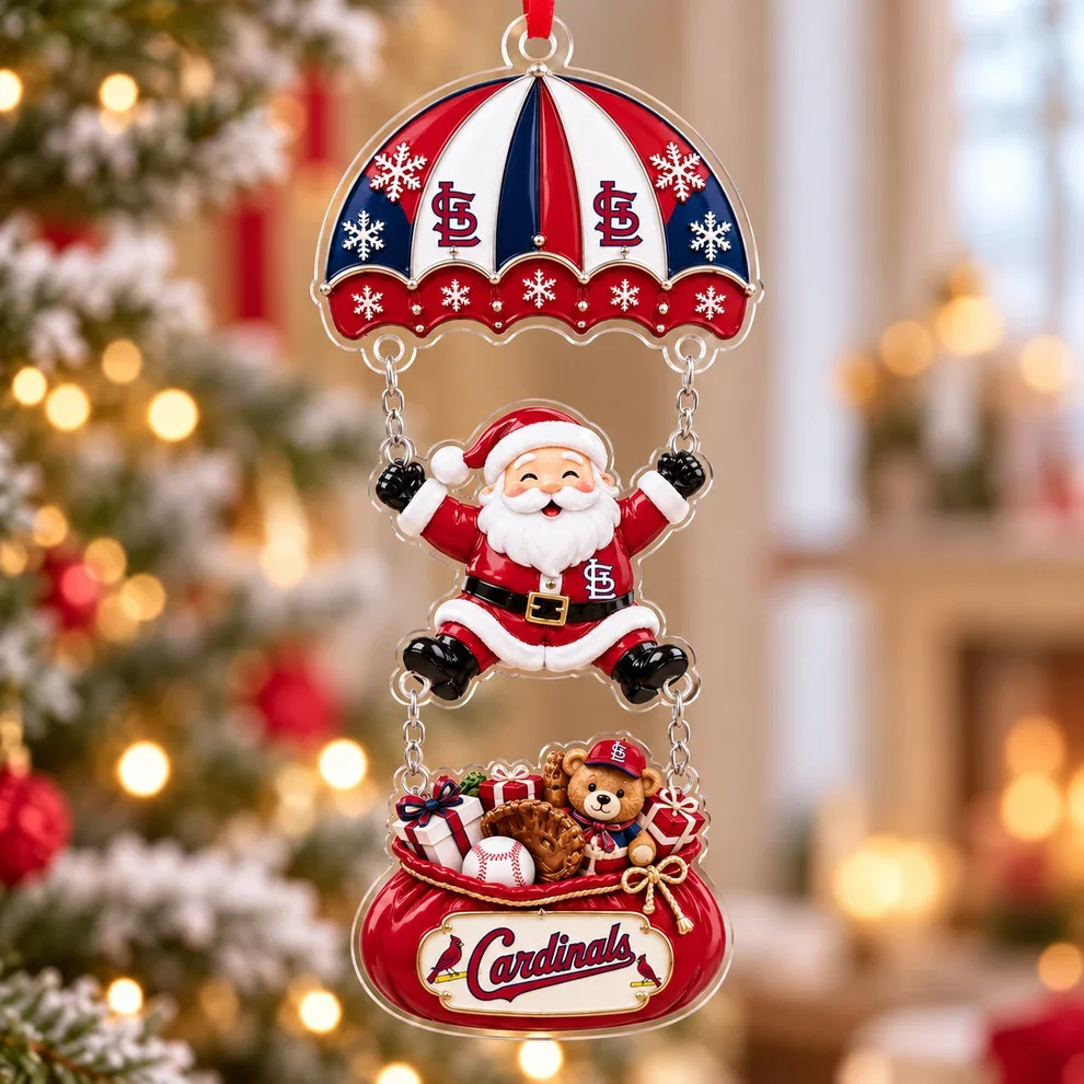 St. Louis Cardinals MLB Santa Parachute Acrylic Christmas Ornament