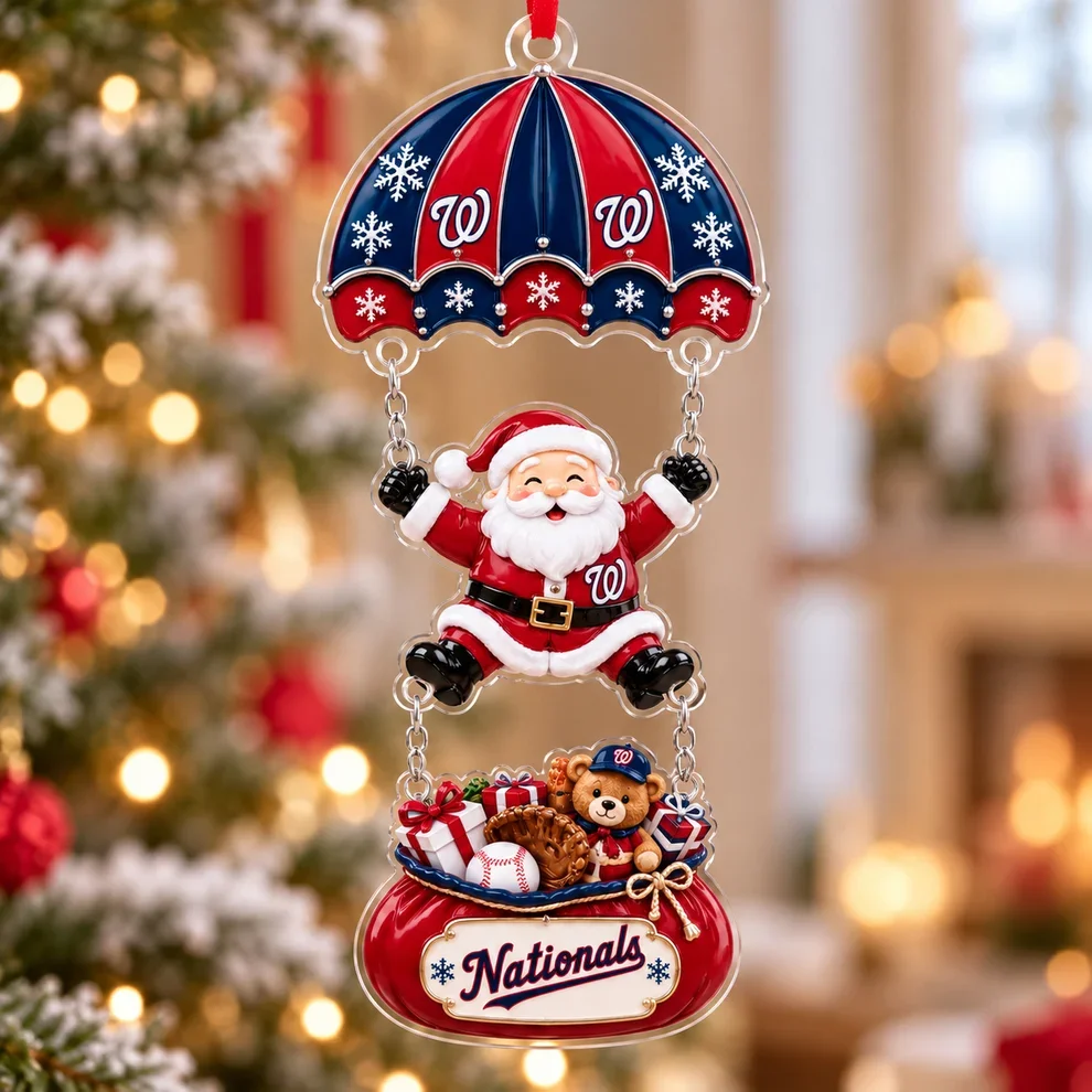 Washington Nationals MLB Santa Parachute Acrylic Christmas Ornament