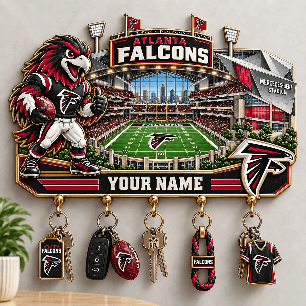 ATL x NFL New Style Wall Key Holder All Size Custom Name Gifts