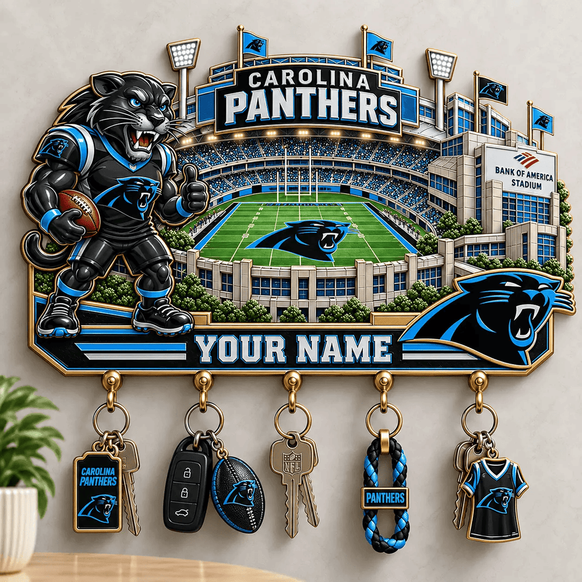 CAR x NFL New Style Wall Key Holder All Size Custom Name Gifts