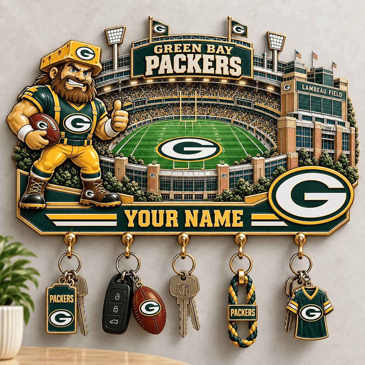 GB x NFL New Style Wall Key Holder All Size Custom Name Gifts