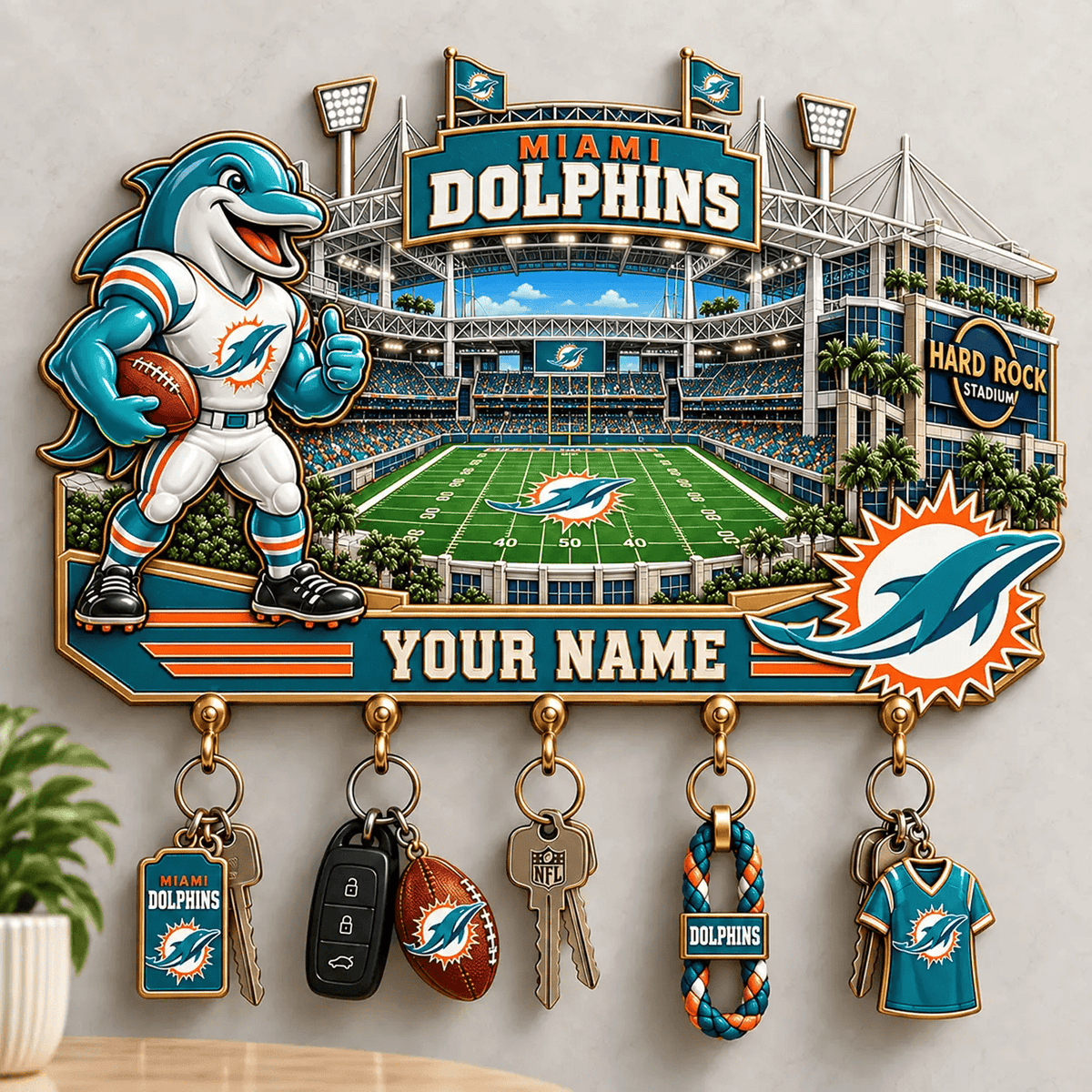 MIA x NFL New Style Wall Key Holder All Size Custom Name Gifts