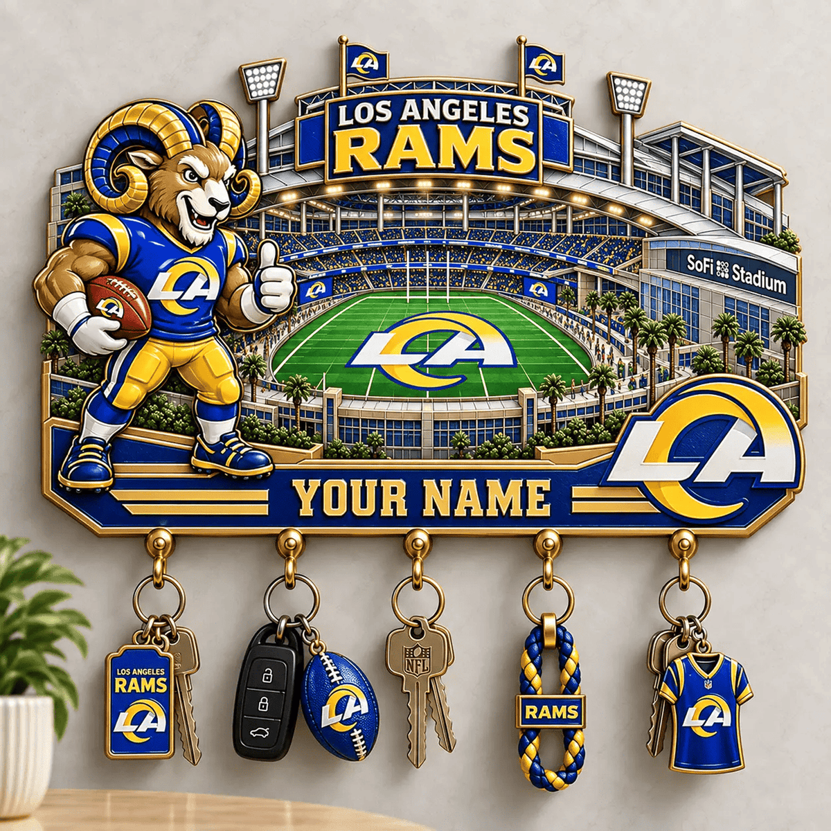 LAR x NFL New Style Wall Key Holder All Size Custom Name Gifts
