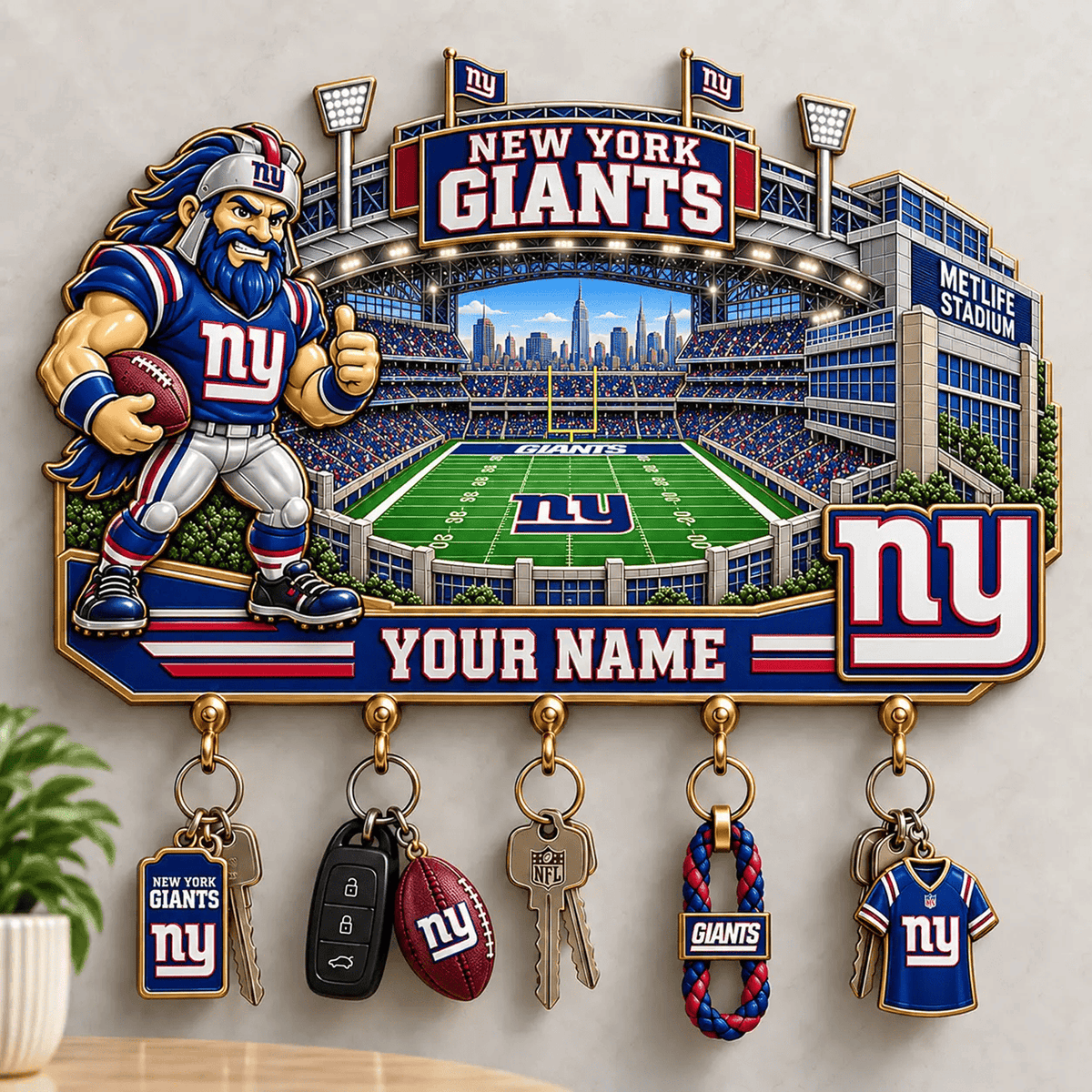 NYG x NFL New Style Wall Key Holder All Size Custom Name Gifts