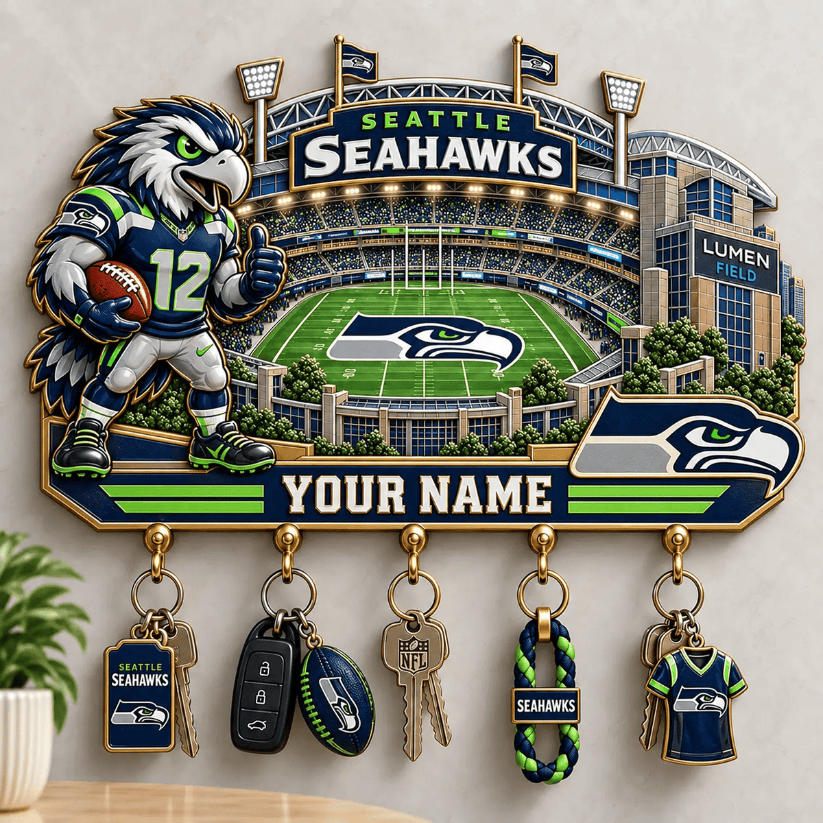 SEA x NFL New Style Wall Key Holder All Size Custom Name Gifts