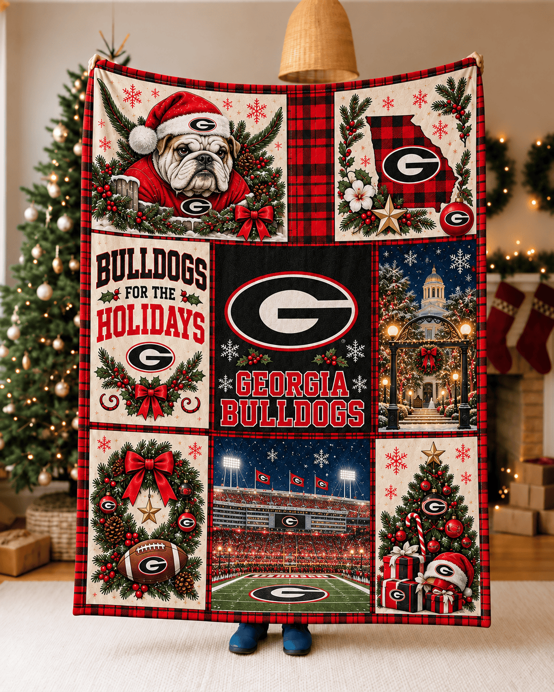 Georgia Bulldogs NCAA College Football Christmas Blanket