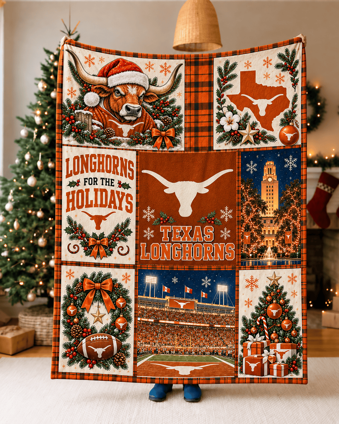 Texas Longhorns NCAA College Football Christmas Blanket