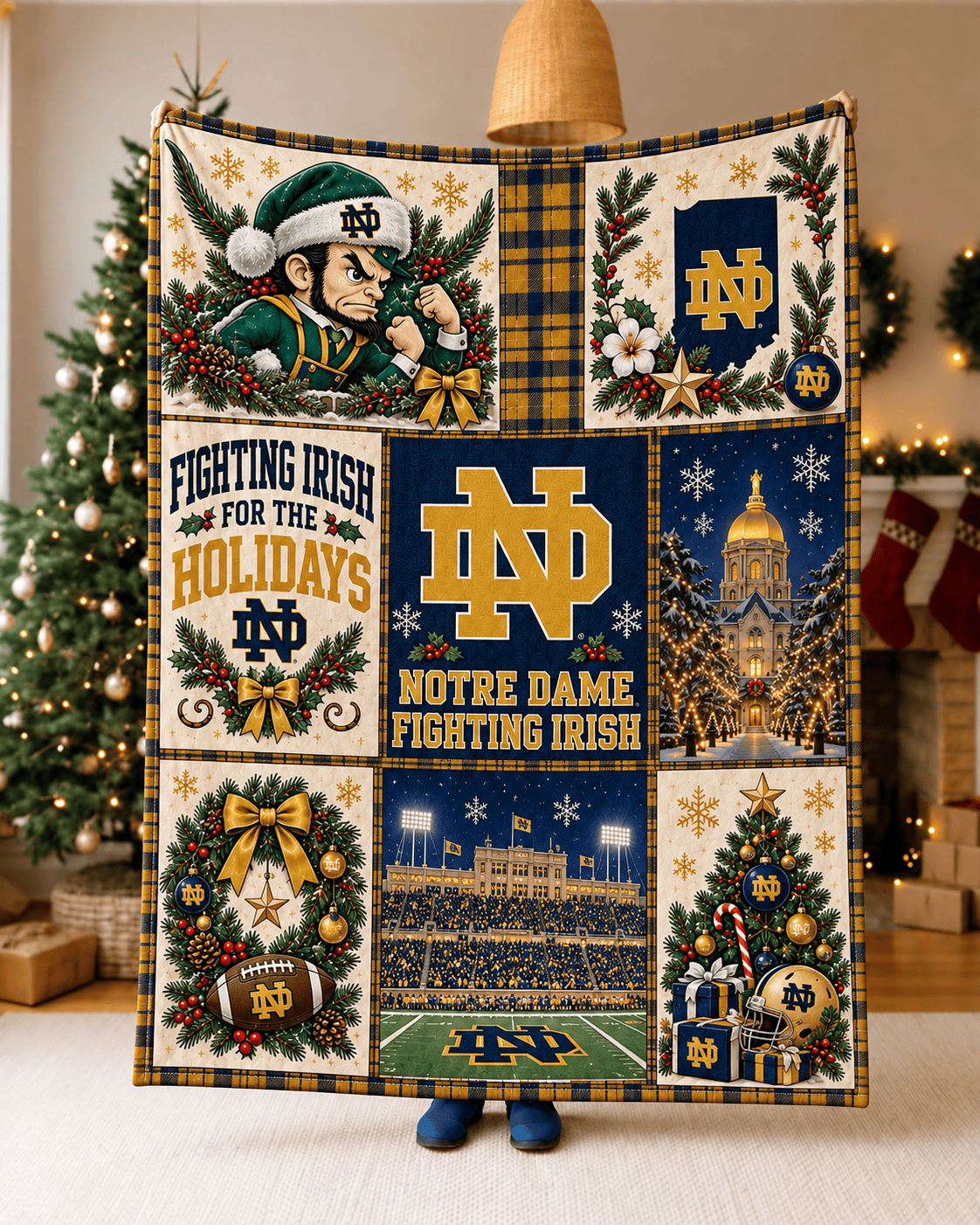Notre Dame Fighting Irish NCAA College Football Christmas Blanket