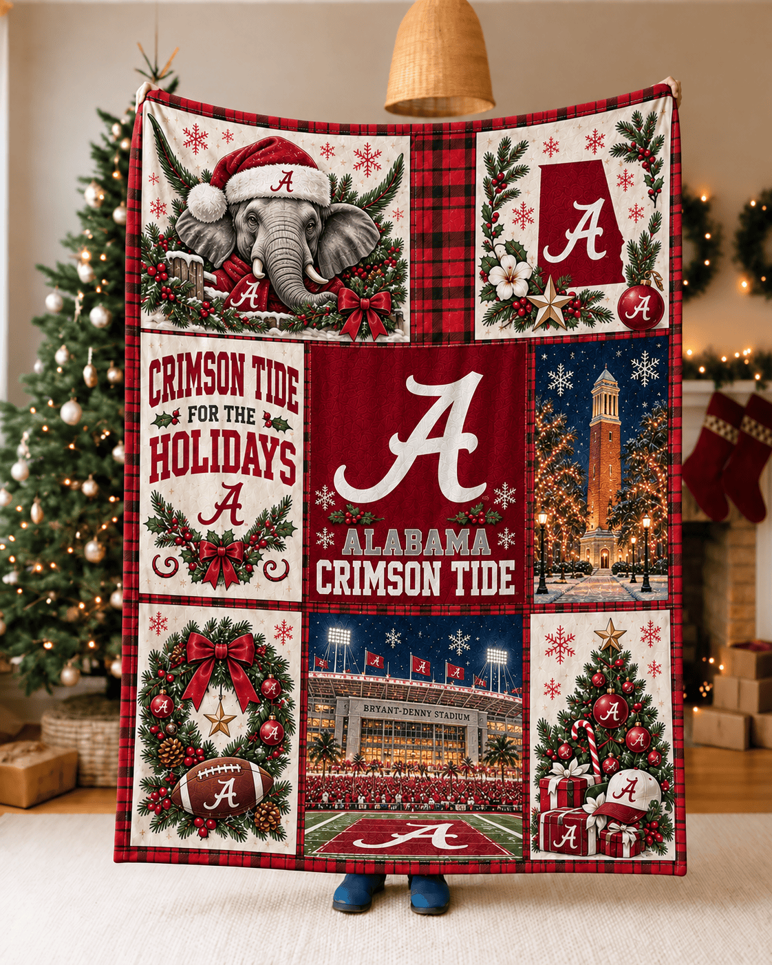 Alabama Crimson Tide NCAA College Football Christmas Blanket