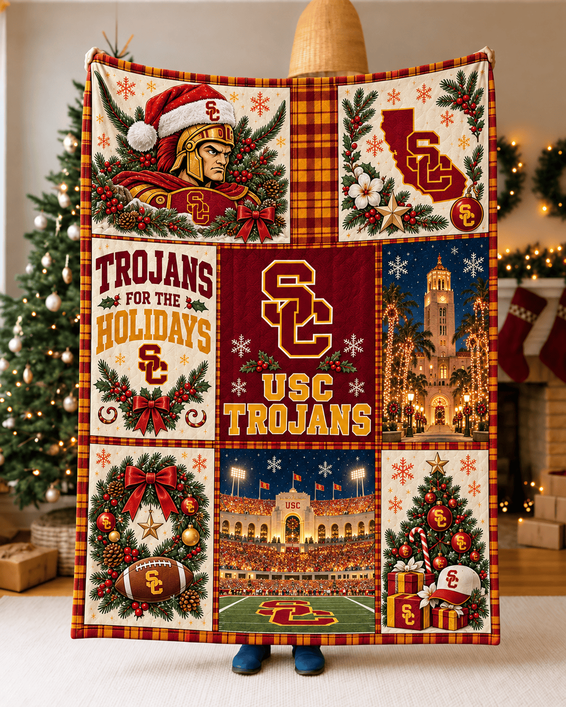 USC Trojans NCAA College Football Christmas Blanket