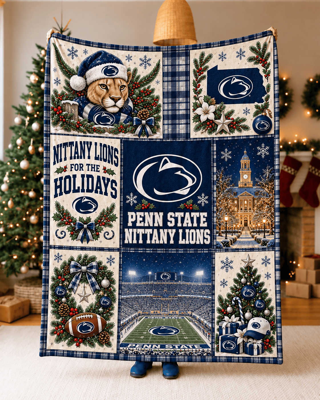 Penn State Nittany Lions NCAA College Football Christmas Blanket