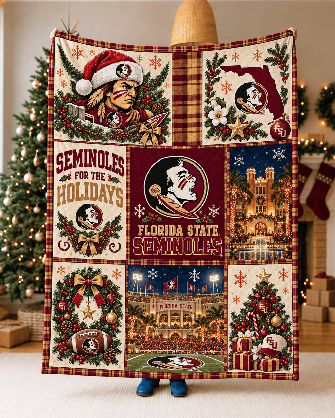 Florida State Seminoles NCAA College Football Christmas Blanket