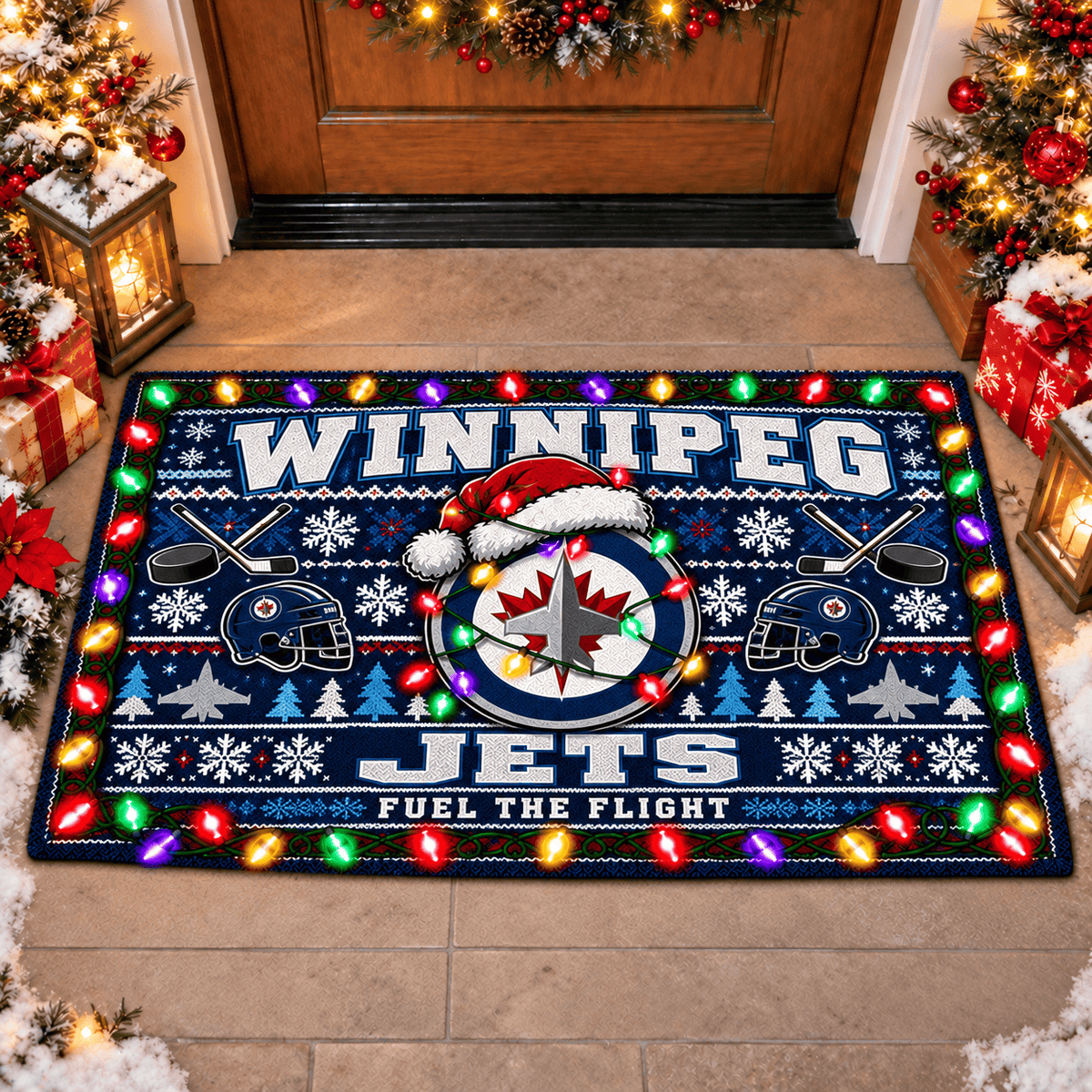 Winnipeg Jets NHL Premium Christmas Door Mat Rug