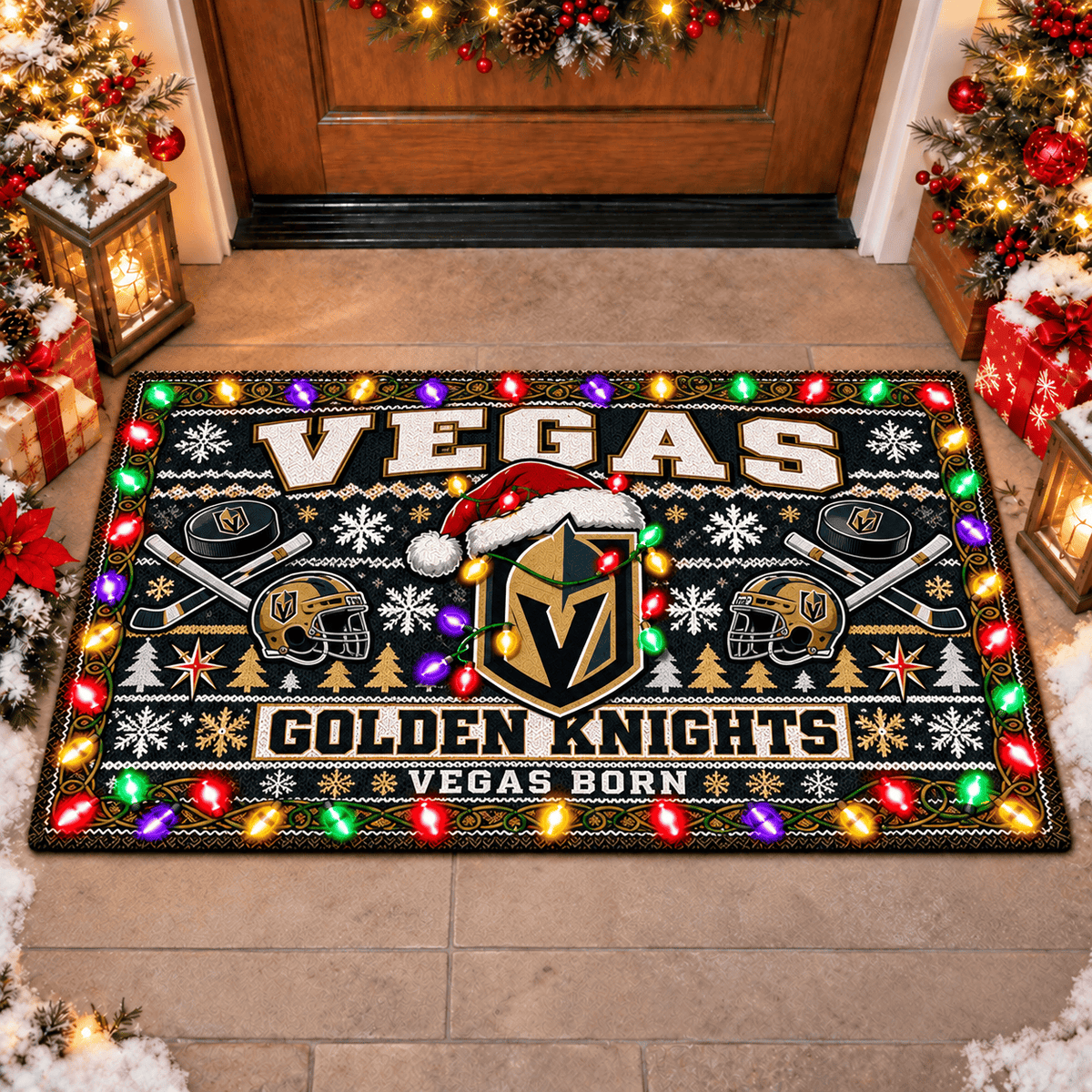 Vegas Golden Knights NHL Premium Christmas Door Mat Rug
