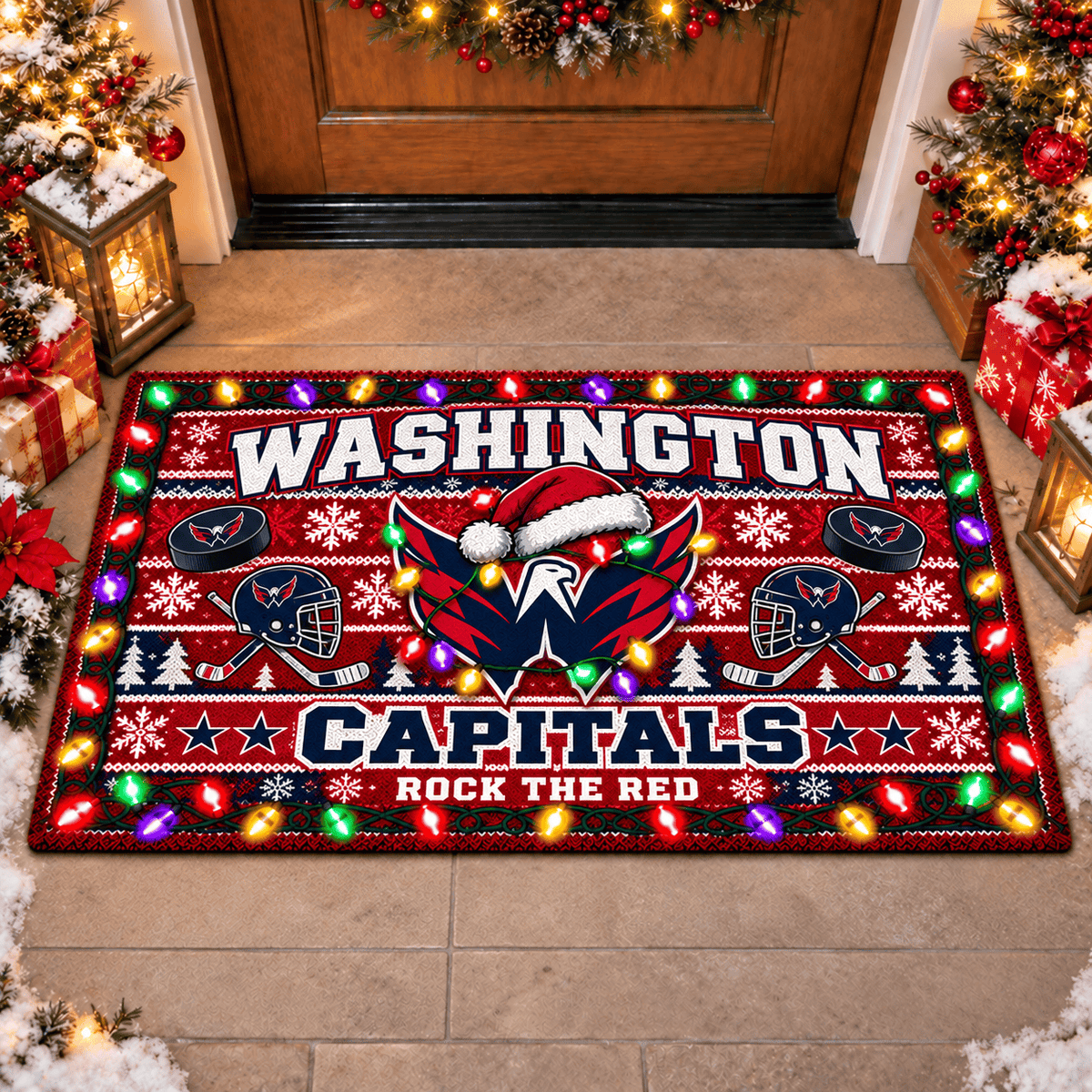 Washington Capitals NHL Premium Christmas Door Mat Rug