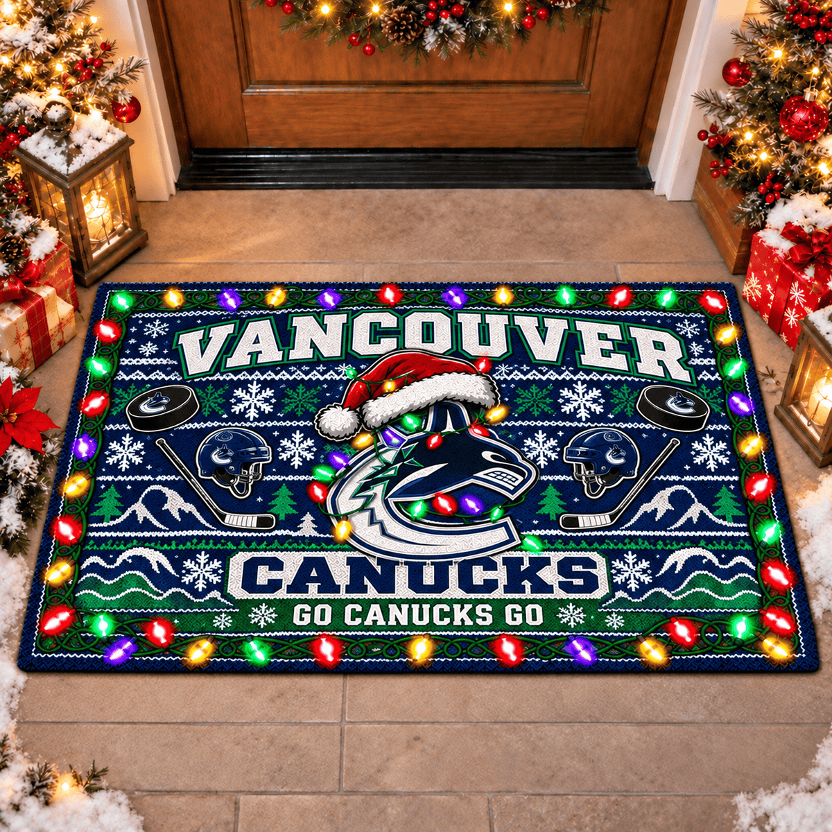 Vancouver Canucks NHL Premium Christmas Door Mat Rug