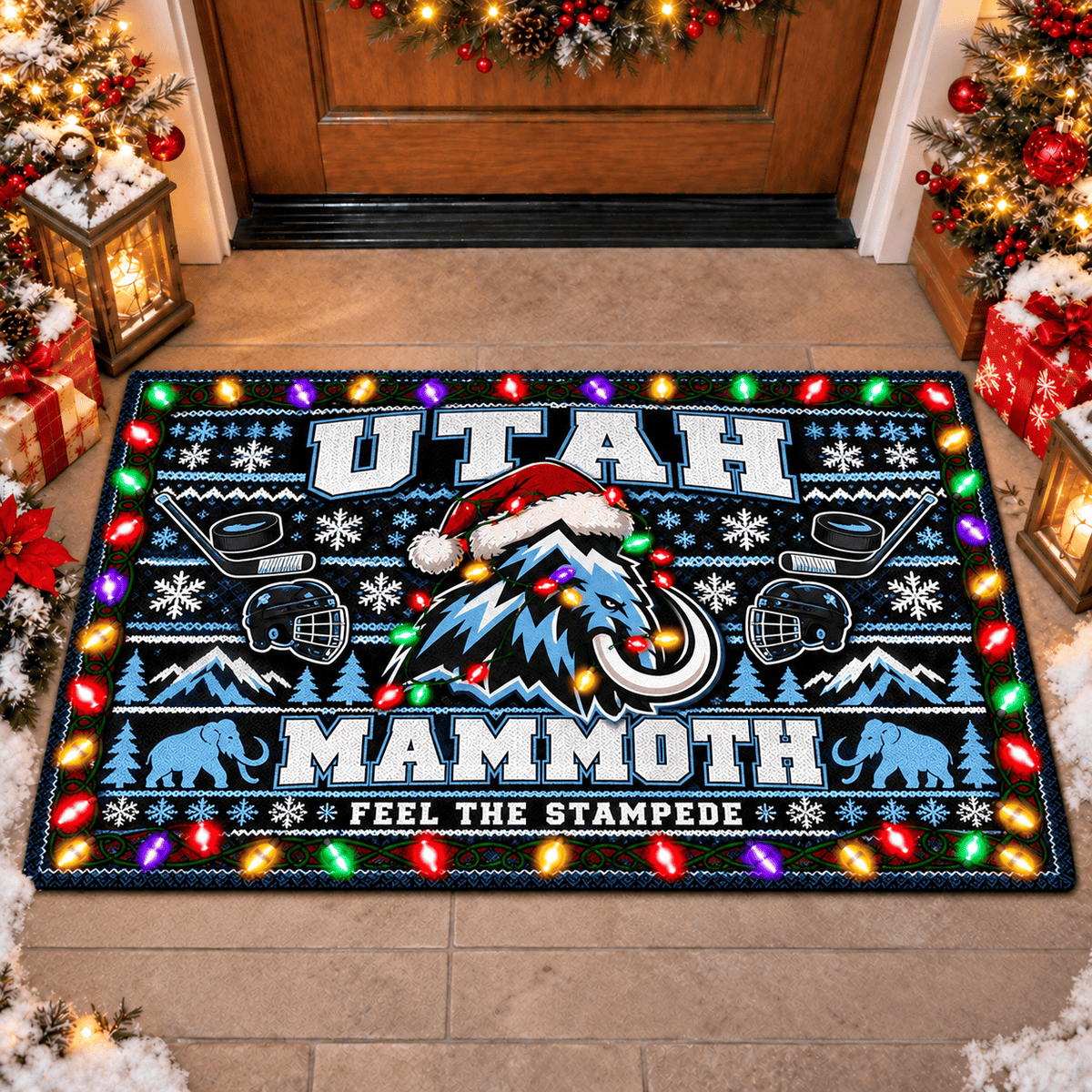 Utah Mammoth NHL Premium Christmas Door Mat Rug