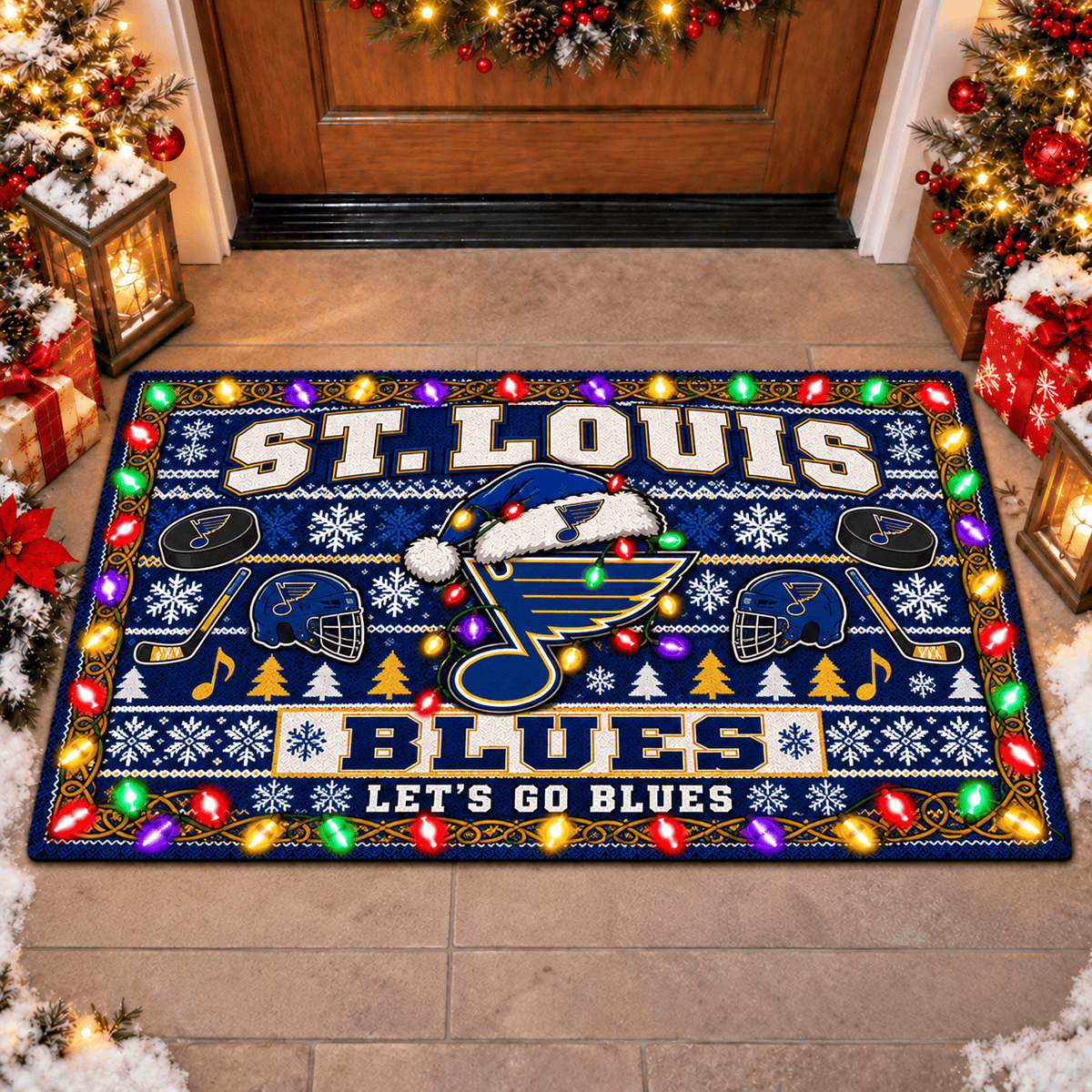 St. Louis Blues NHL Premium Christmas Door Mat Rug