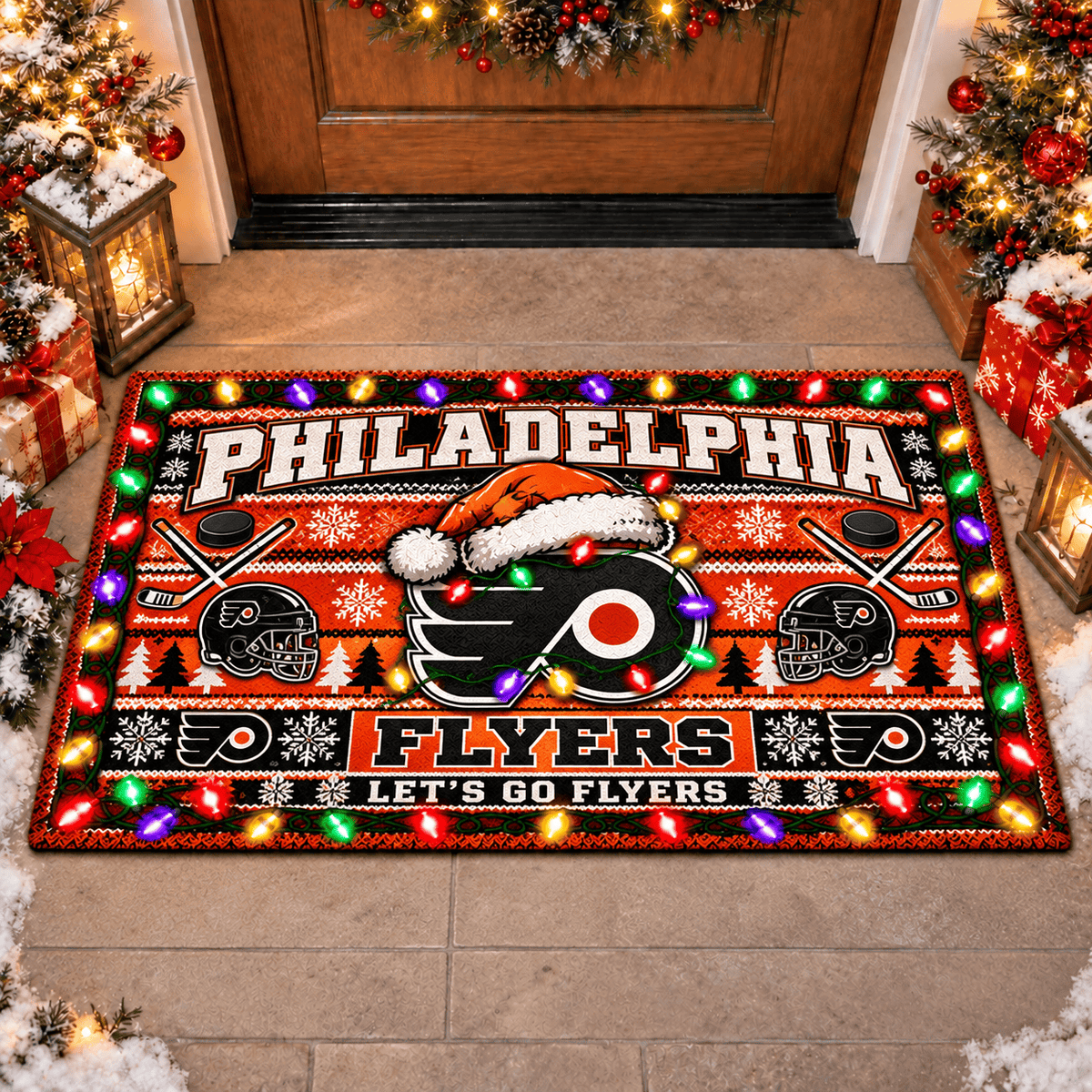 Philadelphia Flyers NHL Premium Christmas Door Mat Rug