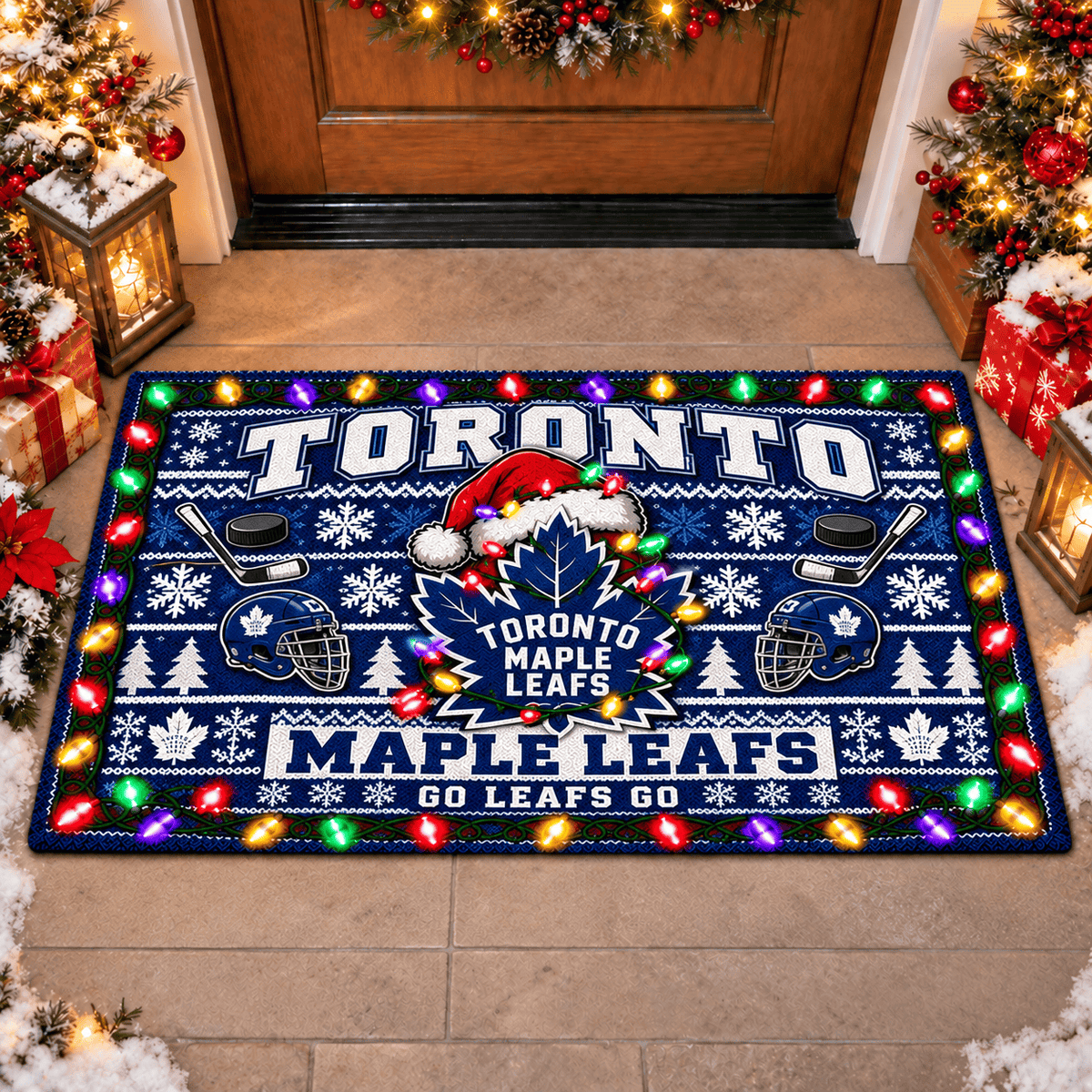 Toronto Maple Leafs NHL Premium Christmas Door Mat Rug