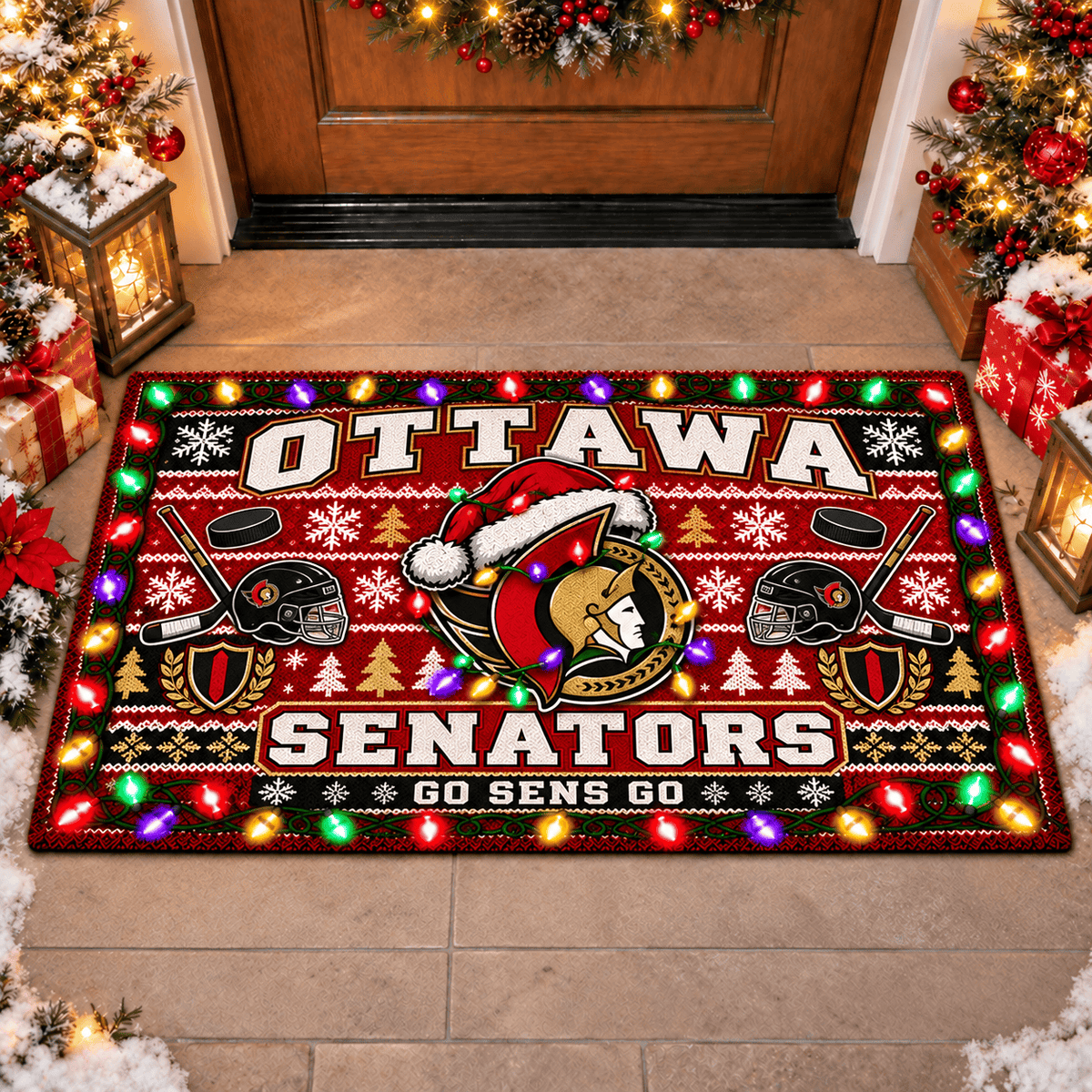 Ottawa Senators NHL Premium Christmas Door Mat Rug