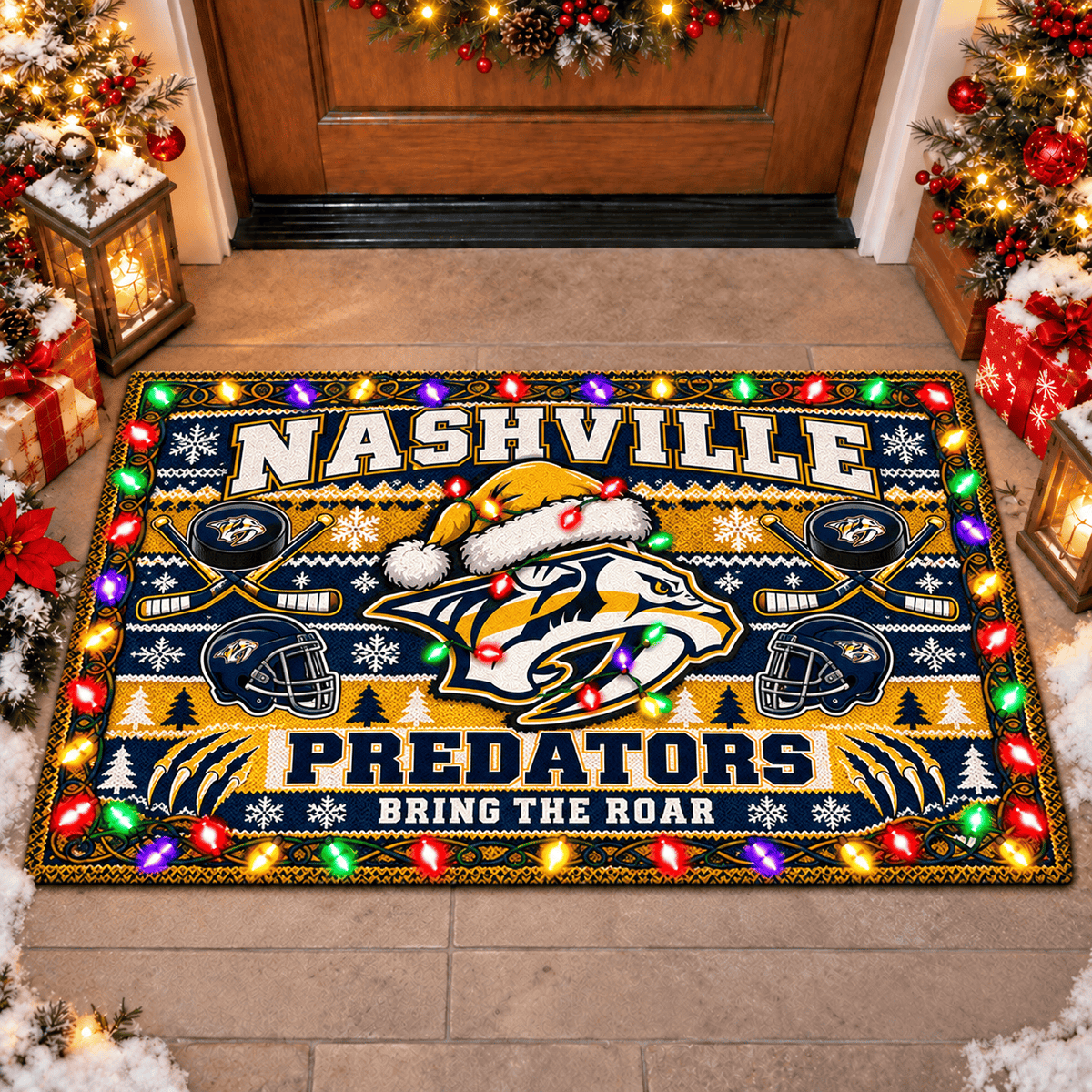 Nashville Predators NHL Premium Christmas Door Mat Rug