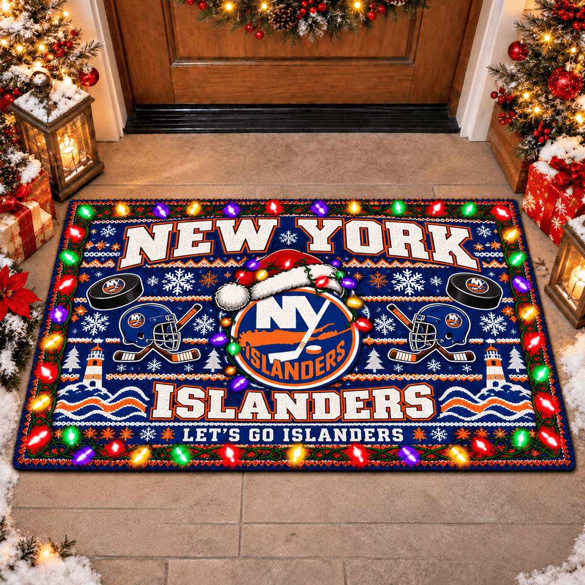 New York Islanders NHL Premium Christmas Door Mat Rug