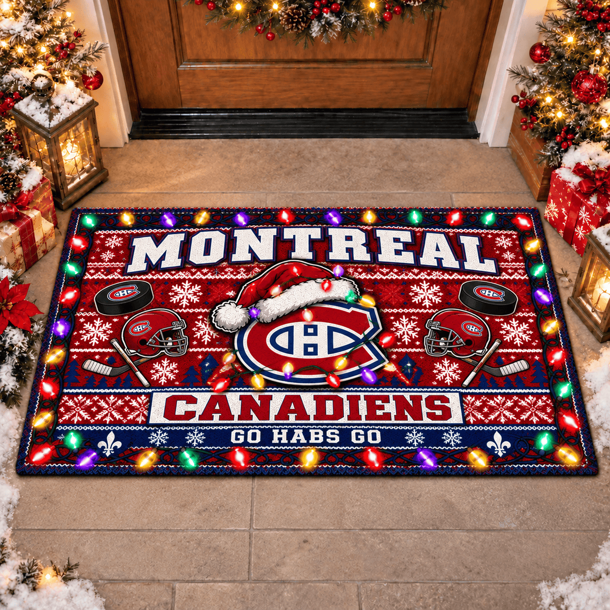 Montreal Canadiens NHL Premium Christmas Door Mat Rug