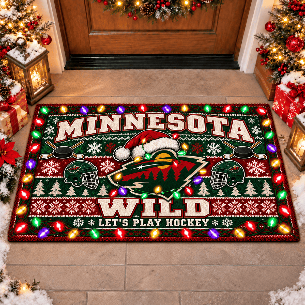 Minnesota Wild NHL Premium Christmas Door Mat Rug