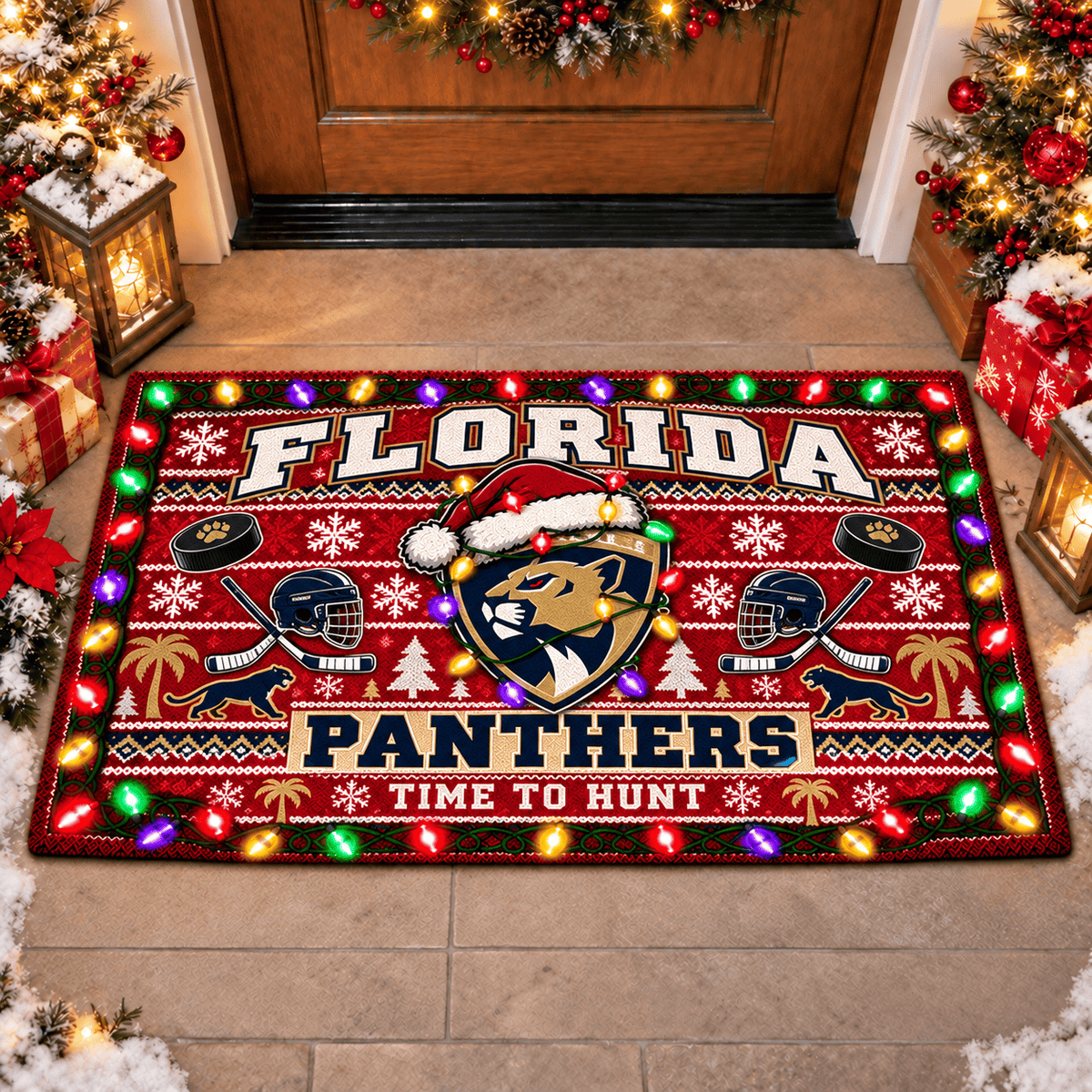 Florida Panthers NHL Premium Christmas Door Mat Rug