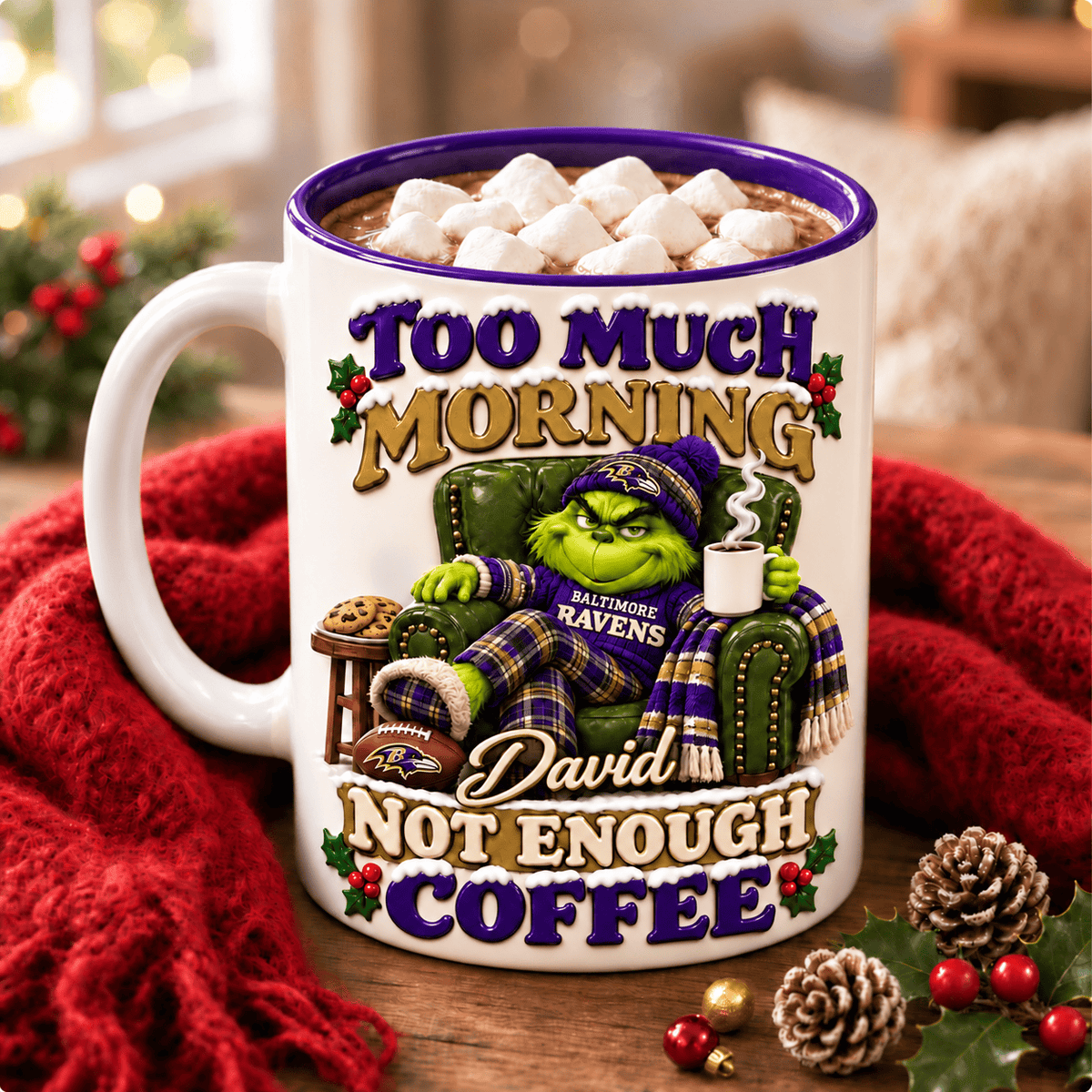 Baltimore Ravens NFL Funny Grinchmas Ceramic Mug Custom Any Name Gifts