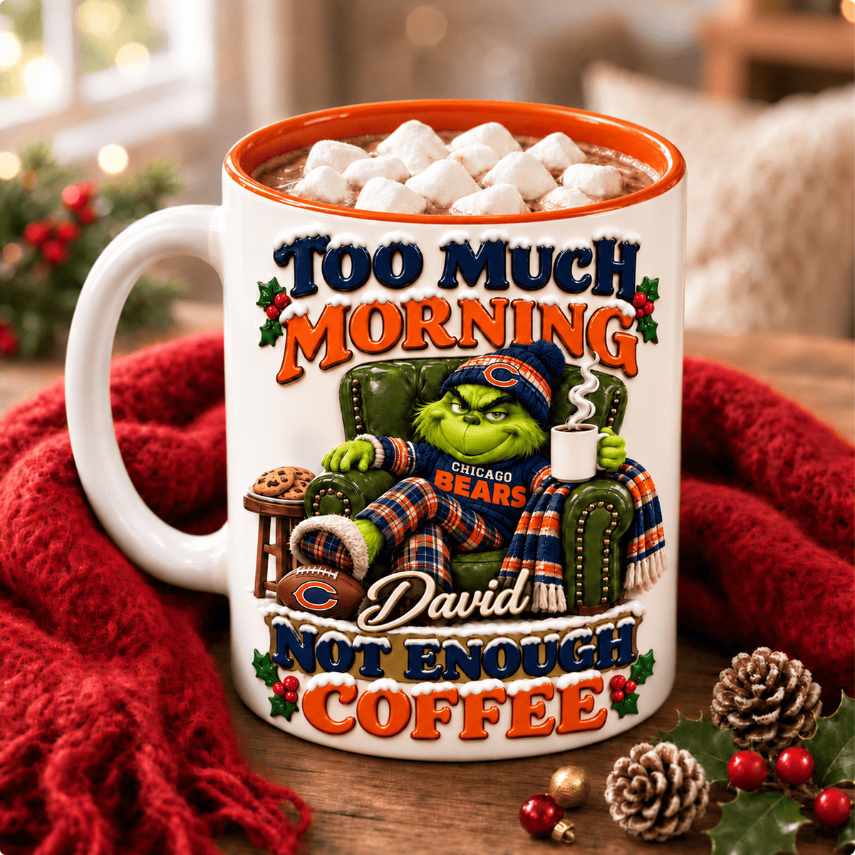Chicago Bears NFL Funny Grinchmas Ceramic Mug Custom Any Name Gifts