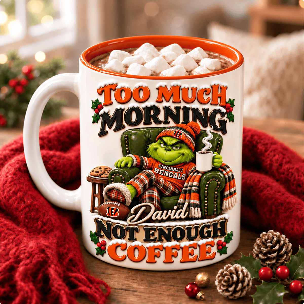 Cincinnati Bengals NFL Funny Grinchmas Ceramic Mug Custom Any Name Gifts