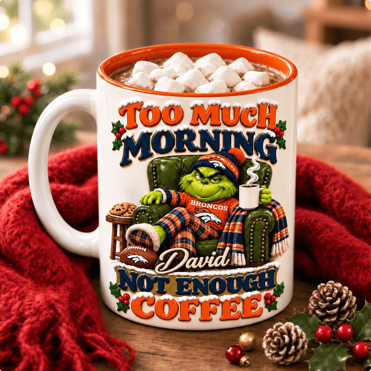Denver Broncos NFL Funny Grinchmas Ceramic Mug Custom Any Name Gifts