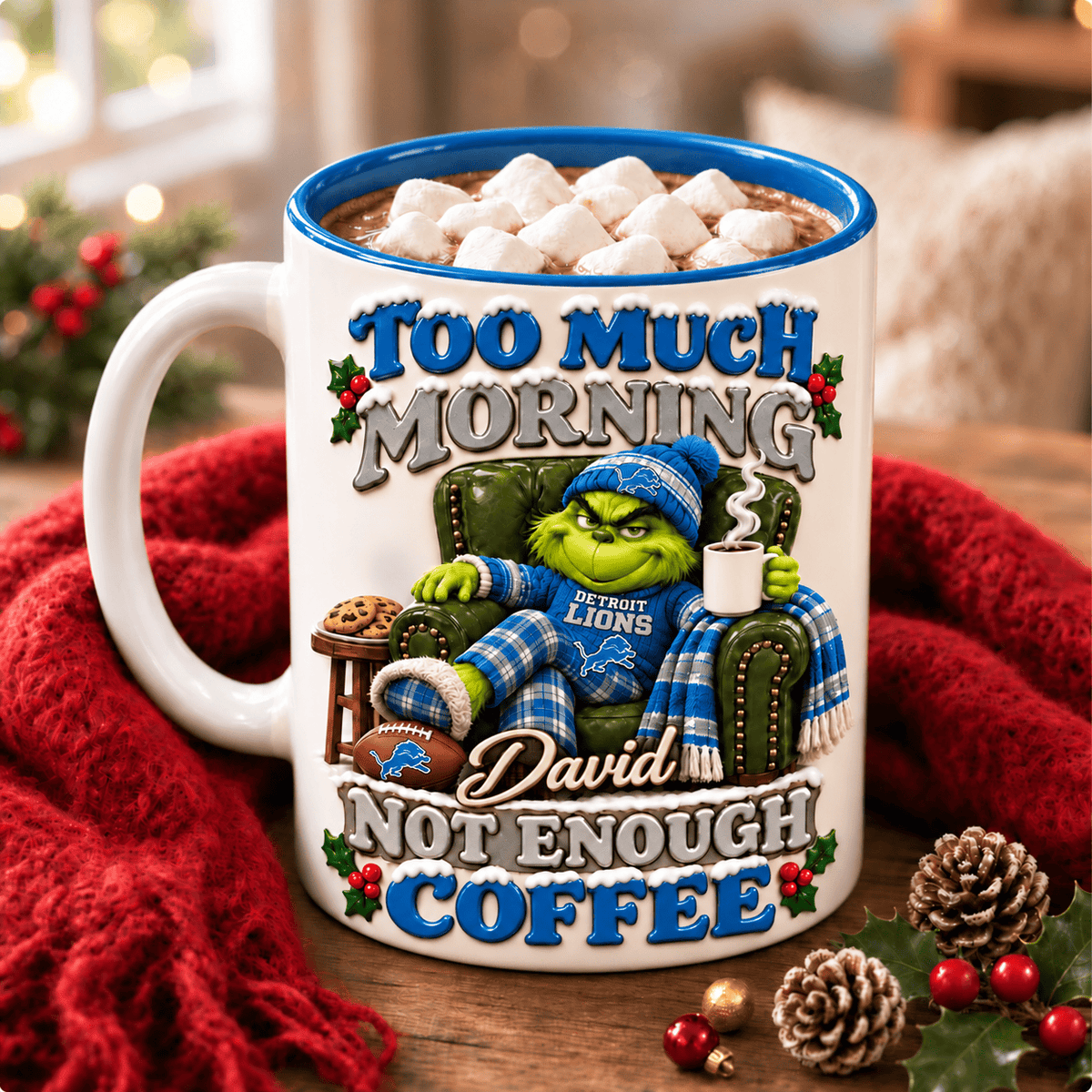 Detroit Lions NFL Funny Grinchmas Ceramic Mug Custom Any Name Gifts