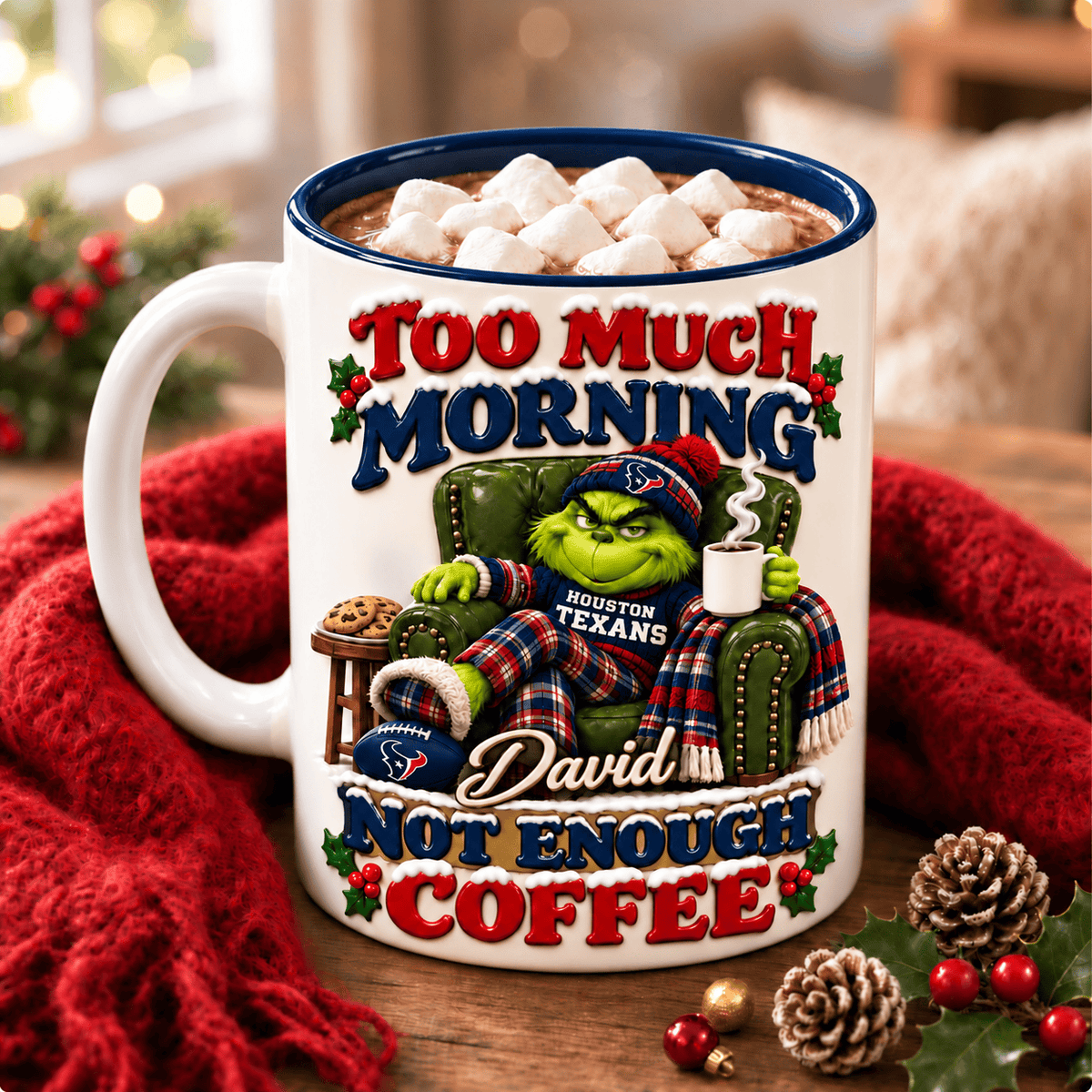 Houston Texans NFL Funny Grinchmas Ceramic Mug Custom Any Name Gifts