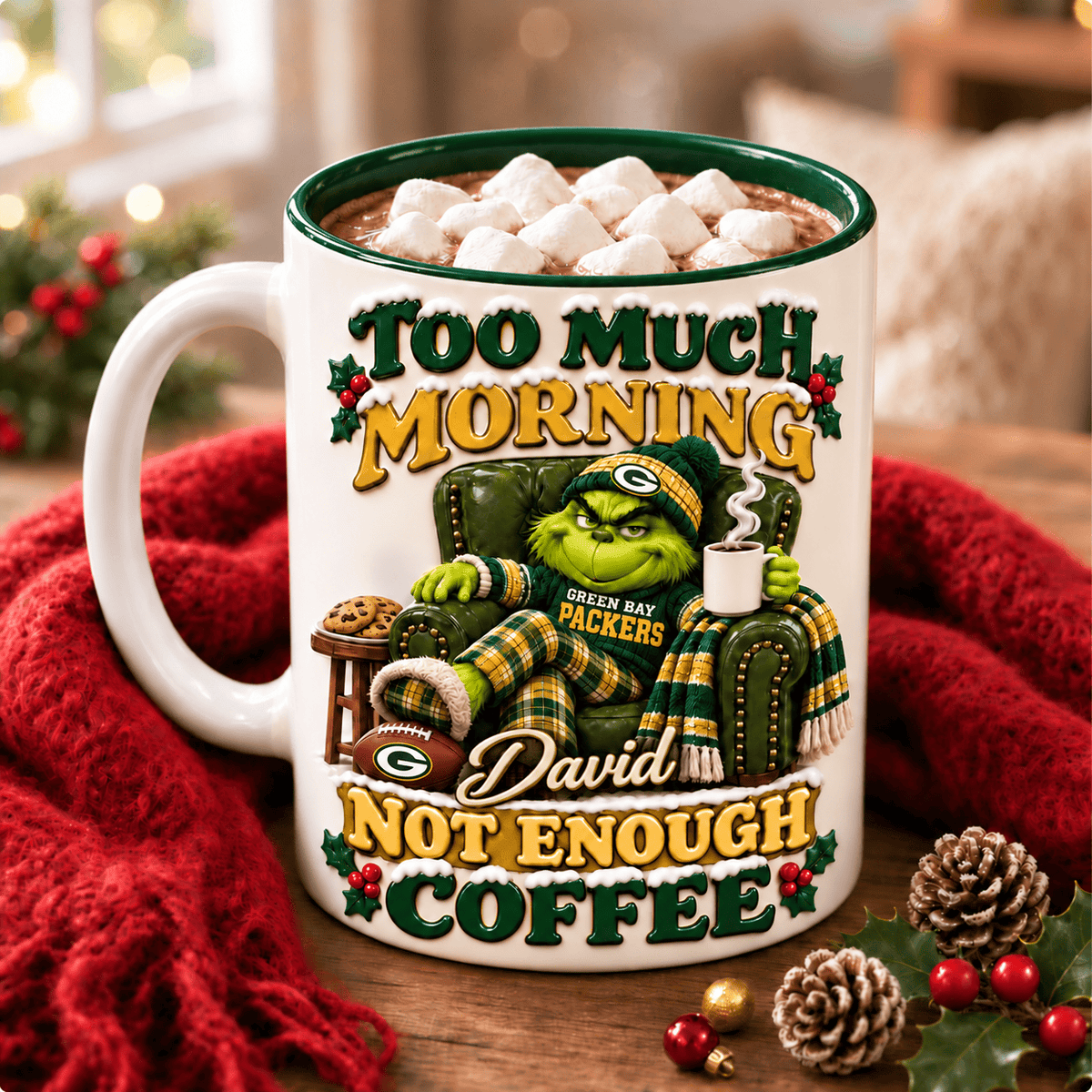 Green Bay Packers NFL Funny Grinchmas Ceramic Mug Custom Any Name Gifts