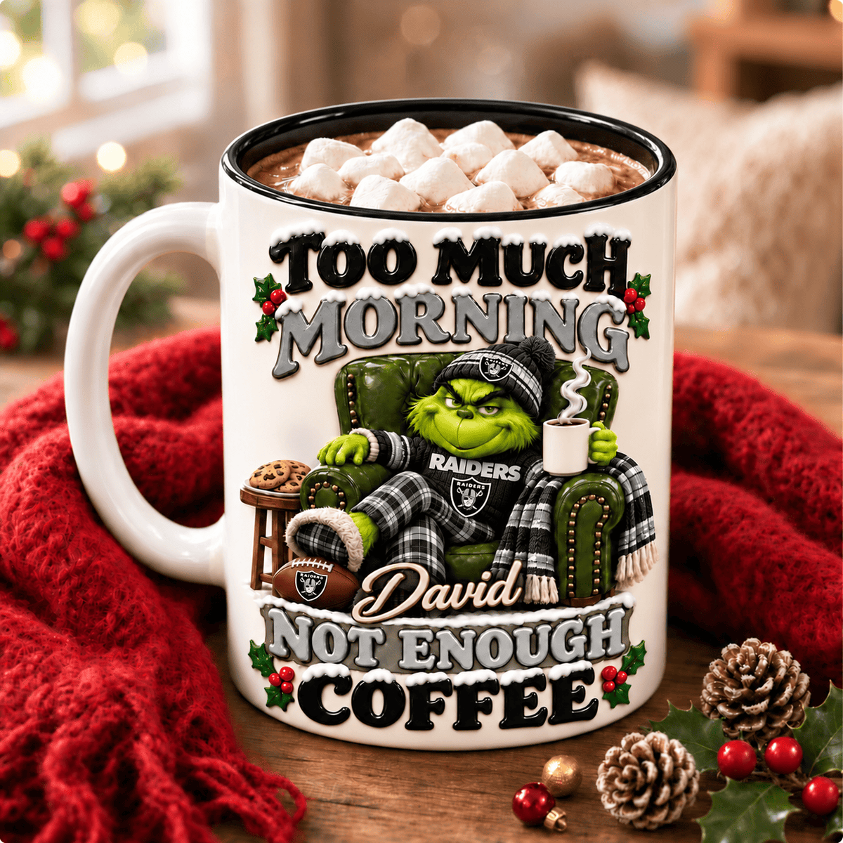 Las Vegas Raiders NFL Funny Grinchmas Ceramic Mug Custom Any Name Gifts