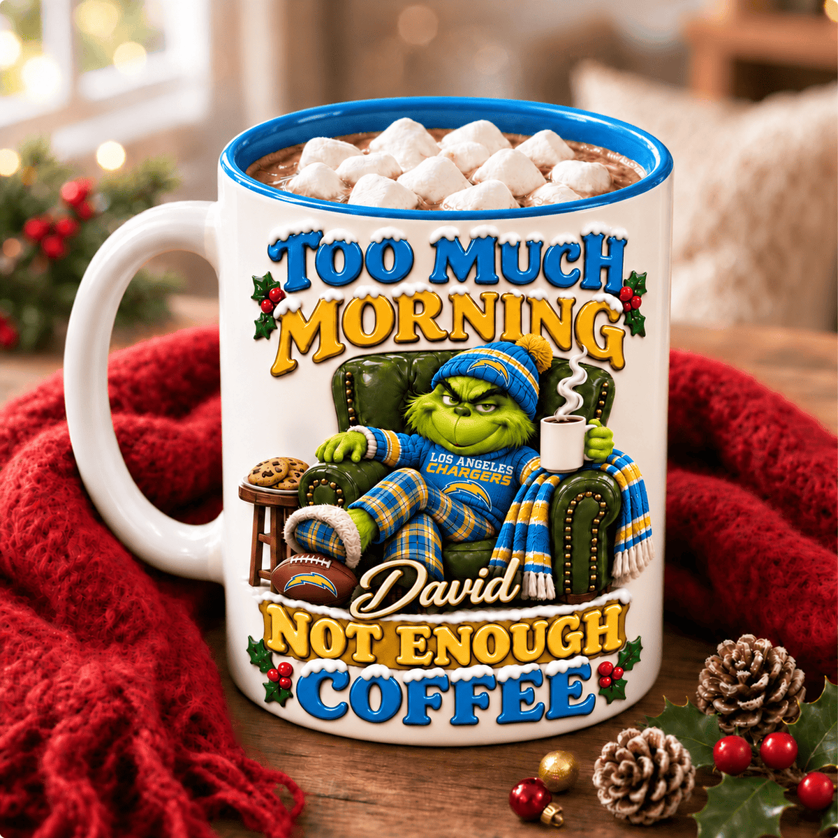 Los Angeles Chargers NFL Funny Grinchmas Ceramic Mug Custom Any Name Gifts